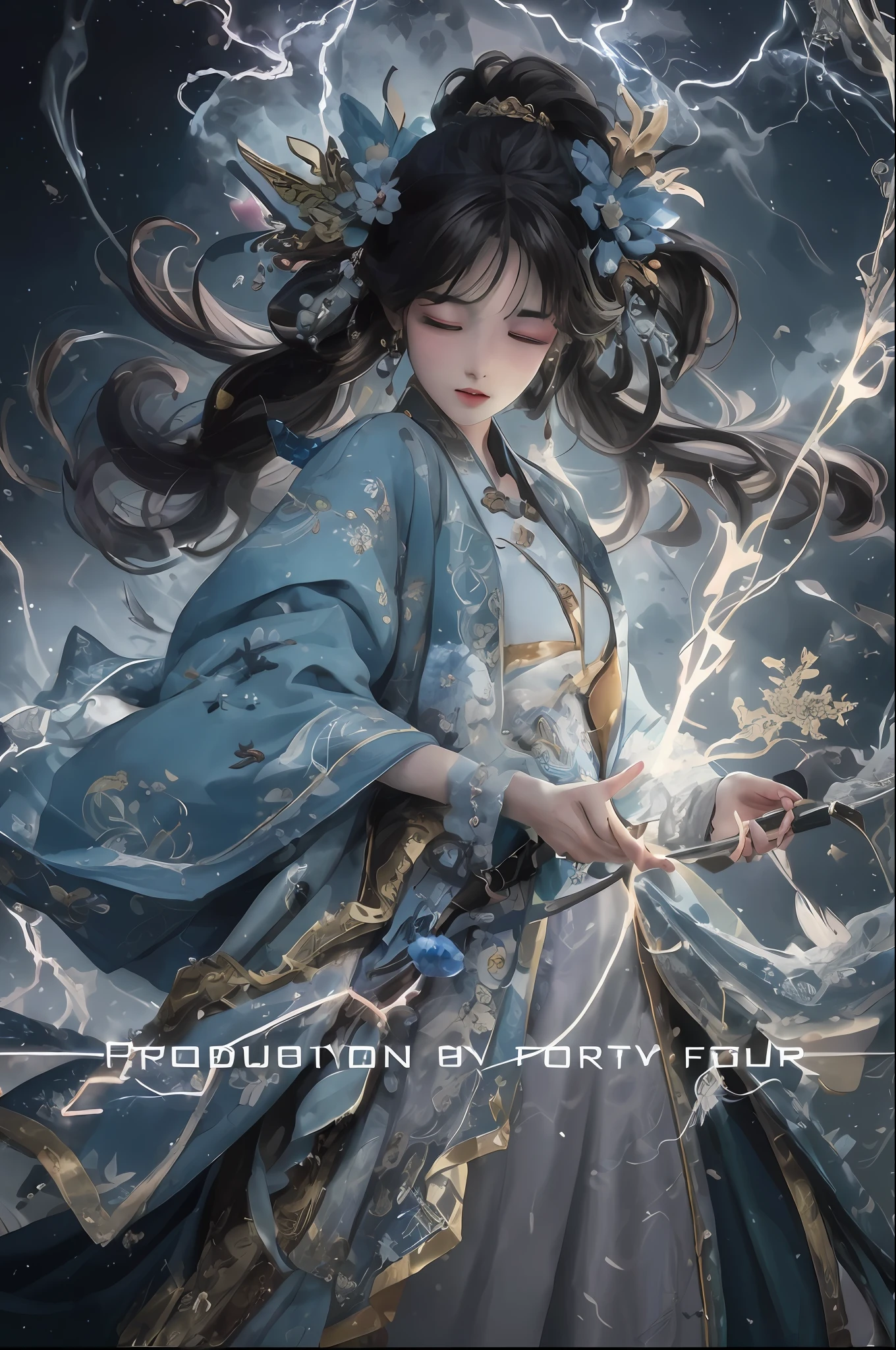 a close up of a woman holding a cell phone in her hand, palace ， a girl in hanfu, flowing magical robe, flowing hair and long robes, by Yang J, by Zhou Fang, by Li Fangying, inspired by Zhan Ziqian, inspired by Zhou Fang, inspired by Feng Zhu, inspired by Wu Bin, inspired by Qiu Ying