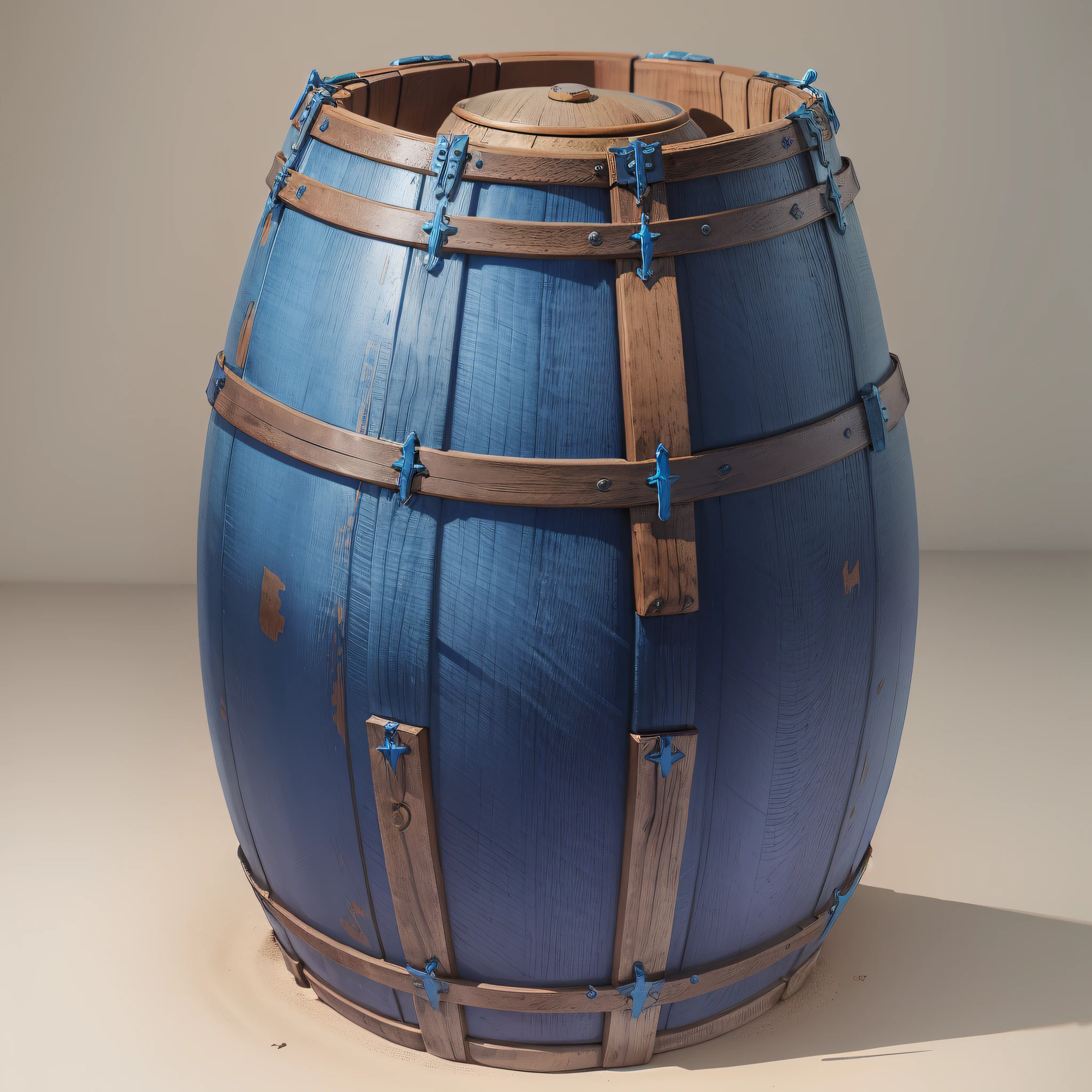 Blue wooden barrel