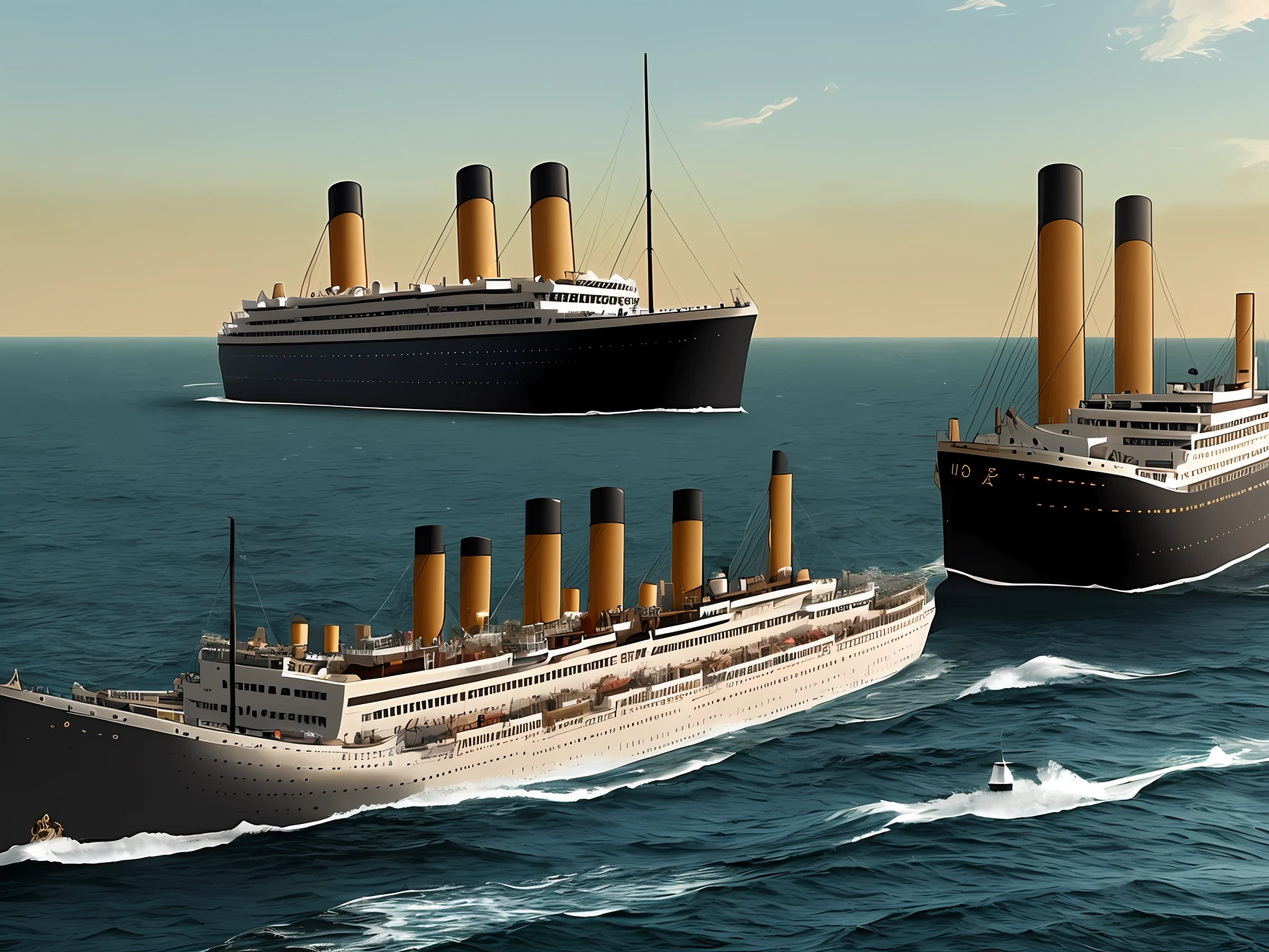 Create a scene depicting the sinking of the Titanic in 1912.