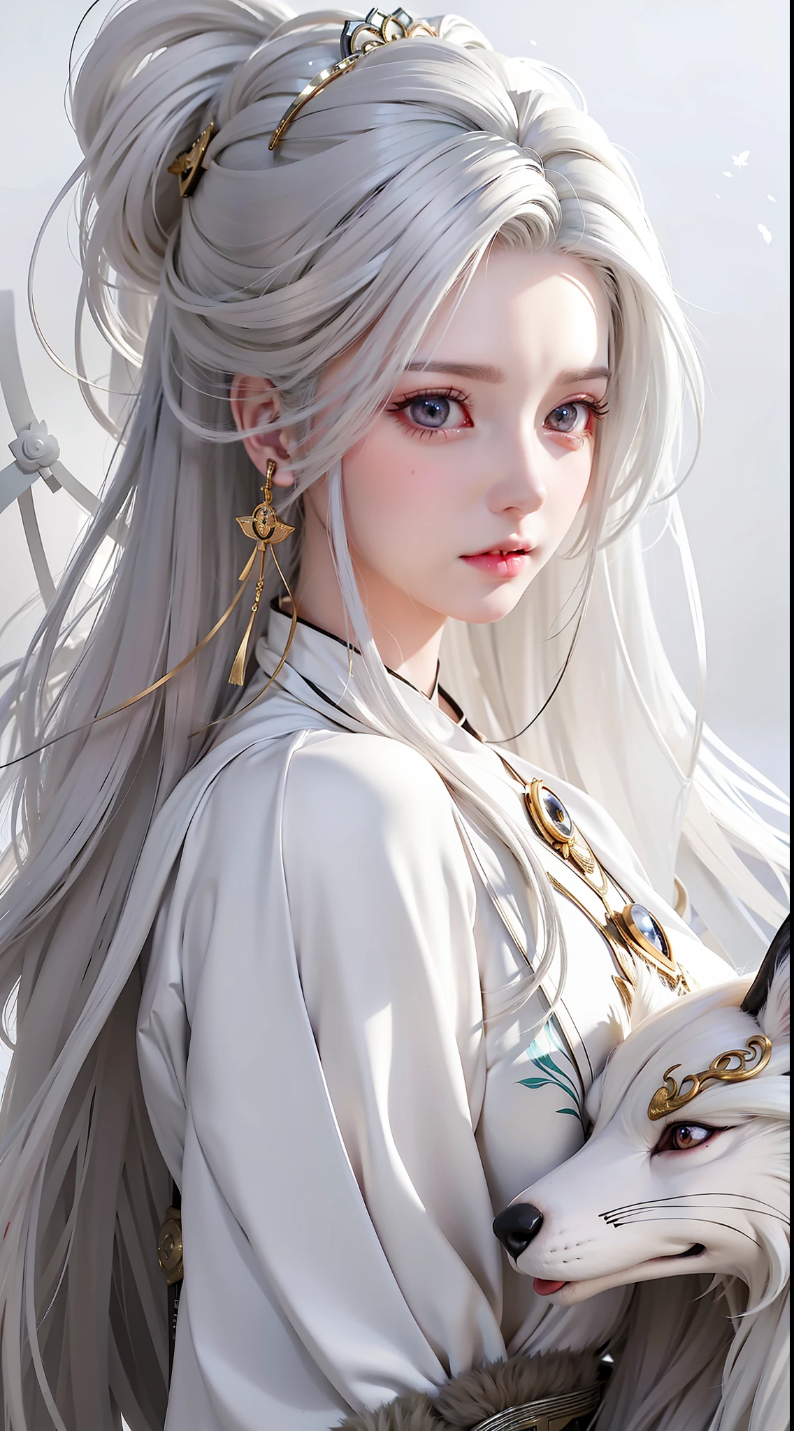 anime girl with long white hair and wolf, beautiful character painting, girl with white hair, with long white hair, white haired deity, perfect white haired girl, guweiz, detailed white long hair, with white long hair, white haired, anime girl with long hair, flowing white hair, beautiful anime portrait, white-haired, white haired lady, beautiful anime woman