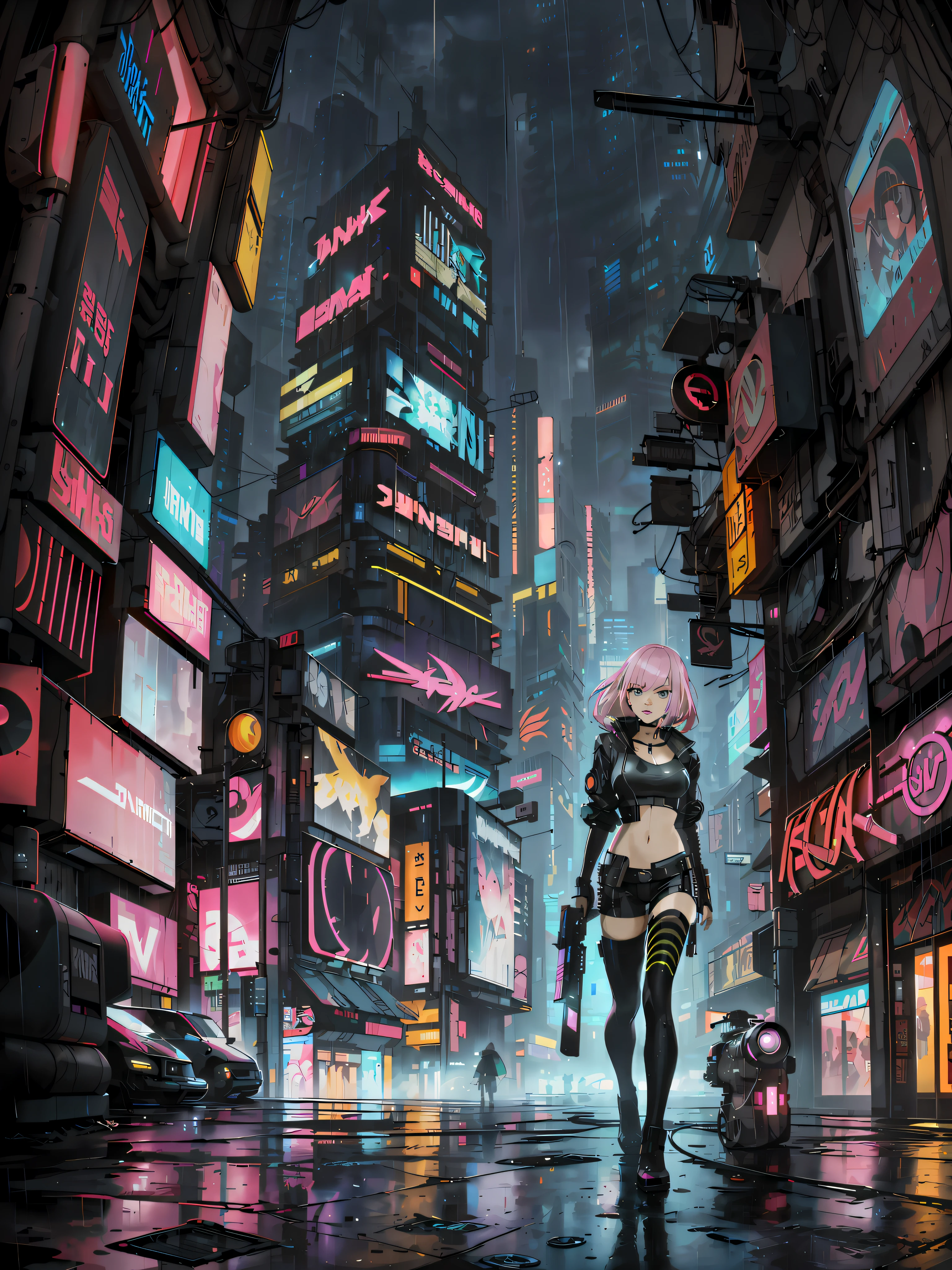anime girl walking in the rain in a city at night, anime cyberpunk art, in cyberpunk city, cyberpunk anime art, digital cyberpunk anime art, modern cyberpunk anime, digital cyberpunk - anime art, anime cyberpunk, cyberpunk anime girl, in a futuristic cyberpunk city, in a cyberpunk city, at a cyberpunk city, cyberpunk in a cyberpunk city, at an cyberpunk city
