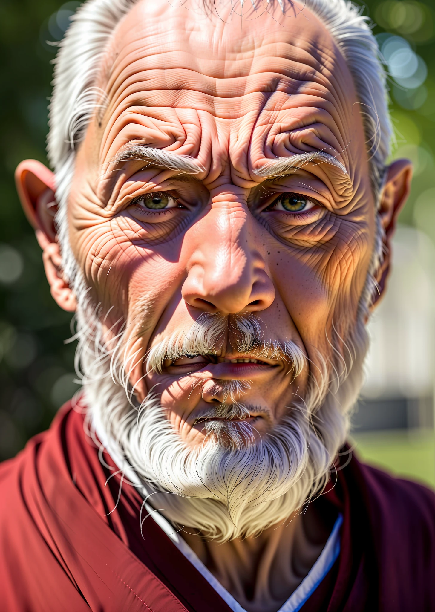 arafed man with a white beard and a red robe, close - up portrait shot, 7 0 mm portrait, portrait of monk, portrait photo of an old man, 50mm portrait, closeup portrait shot, 60mm portrait, ultra detailed portrait, wise old man, sigma 85/1.2 portrait, old man portrait, portrait shot