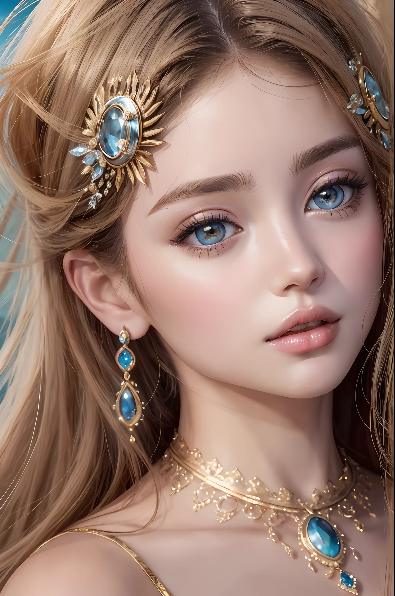 Absurd, ultra-detailed, high quality, detailed face, beautiful eyes, Aphrodite was a vision of ethereal loveliness, radiating an enchanting aura that captivated all who beheld her. She possessed a grace that seemed otherworldly and a charm that could sway even the most steadfast hearts.