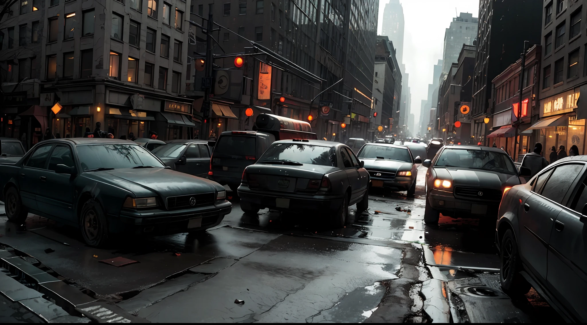 Landscape, night, new york abandoned city, zombie apocalypse, resident evil aesthetic