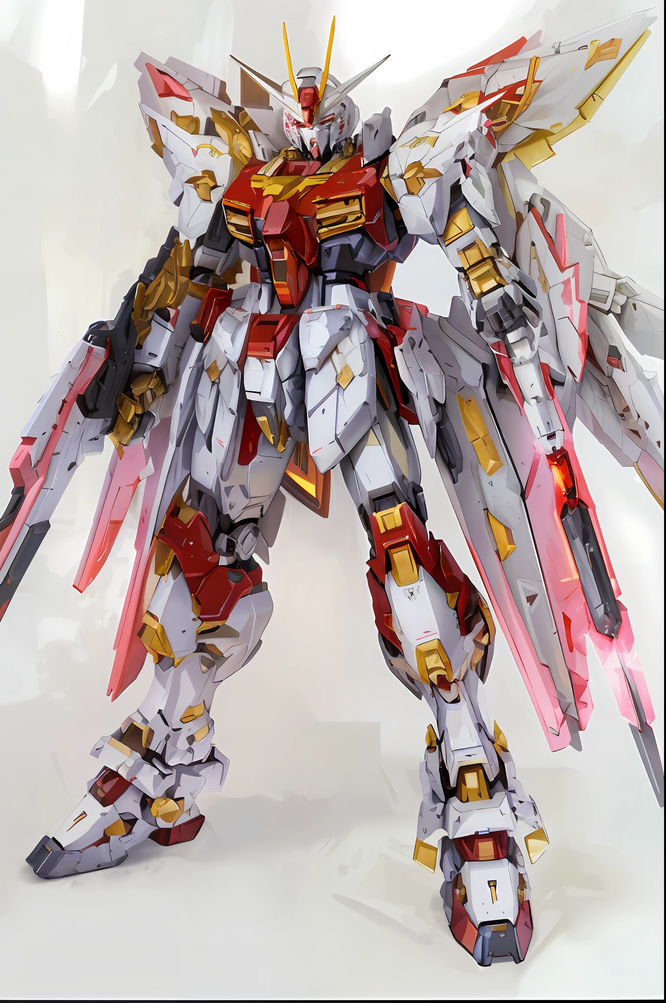 a close up of a model of a large robot with a sword, gundam style, gundam armor, extreme gundam, gunpla, gundam, high quality masterpiece painted, gundam is windmill shaped, gundam robot, on a gundam, cool mecha style, alexandre ferra white mecha, artstation masterpiece, white and red armor, mobile suit, action figure mecha
