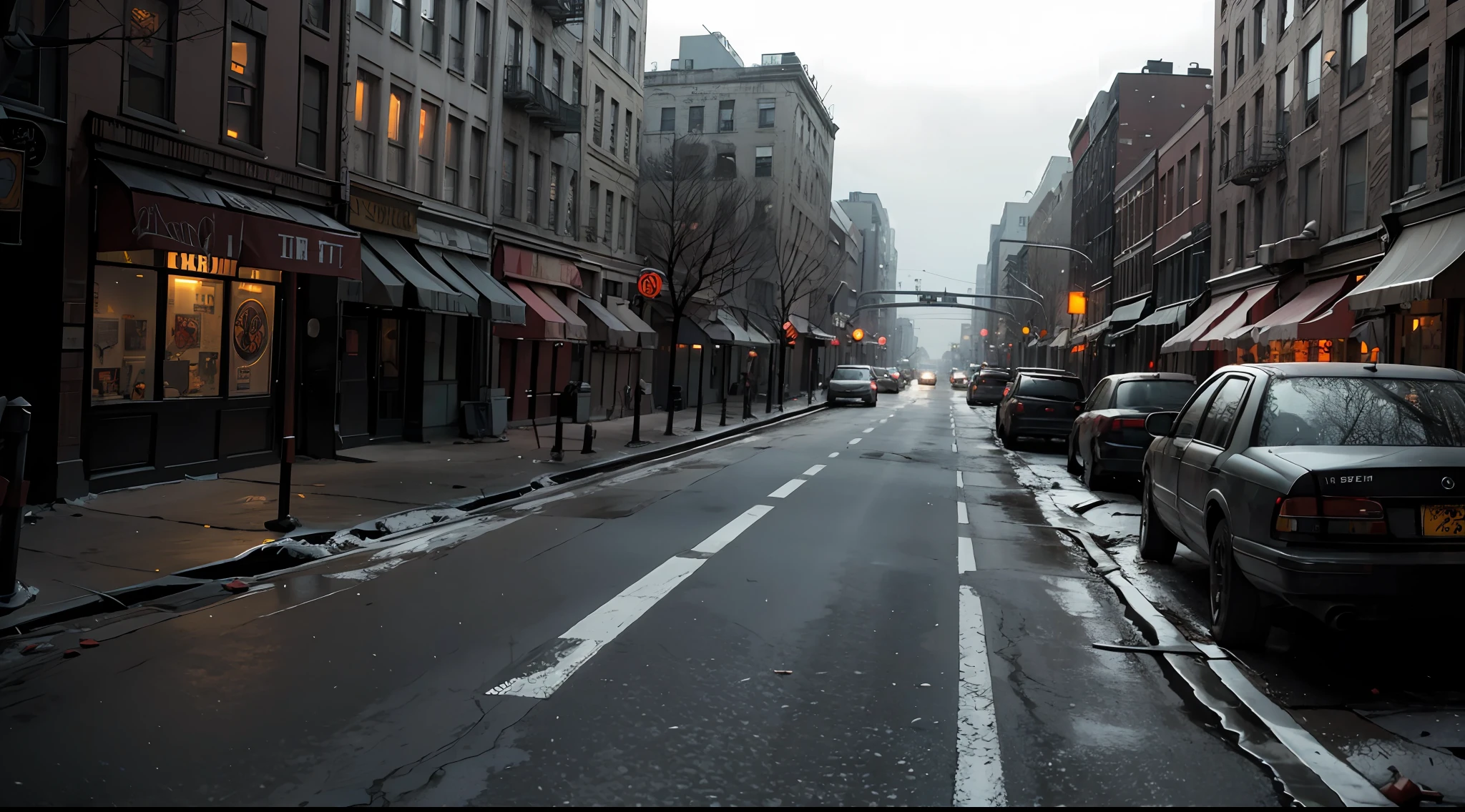 Landscape, night, new york abandoned city, zombie apocalypse, resident evil aesthetic