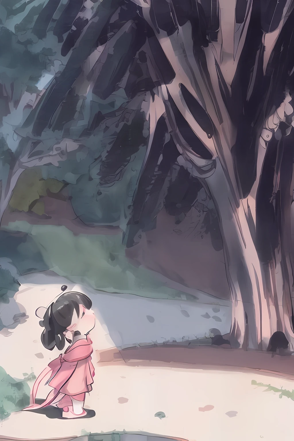 a cartoon girl in a pink dress standing in front of a tree, a picture by I Ketut Soki, tumblr, sumatraism, animated movie, ruan cute vtuber, in style of disney animation, 🐋 as 🐘 as 🤖 as 👽 as 🐳, real ungine, animation character, anime thai girl, tiktok video