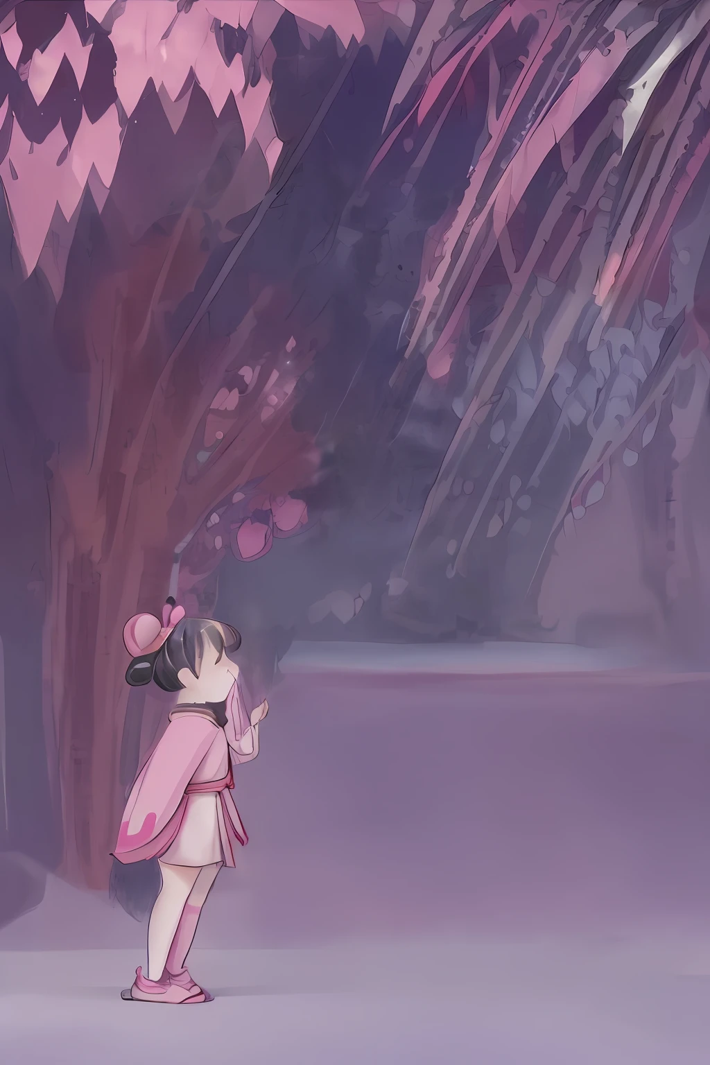 a cartoon girl in a pink dress standing in front of a tree, a picture by I Ketut Soki, tumblr, sumatraism, animated movie, ruan cute vtuber, in style of disney animation, 🐋 as 🐘 as 🤖 as 👽 as 🐳, real ungine, animation character, anime thai girl, tiktok video