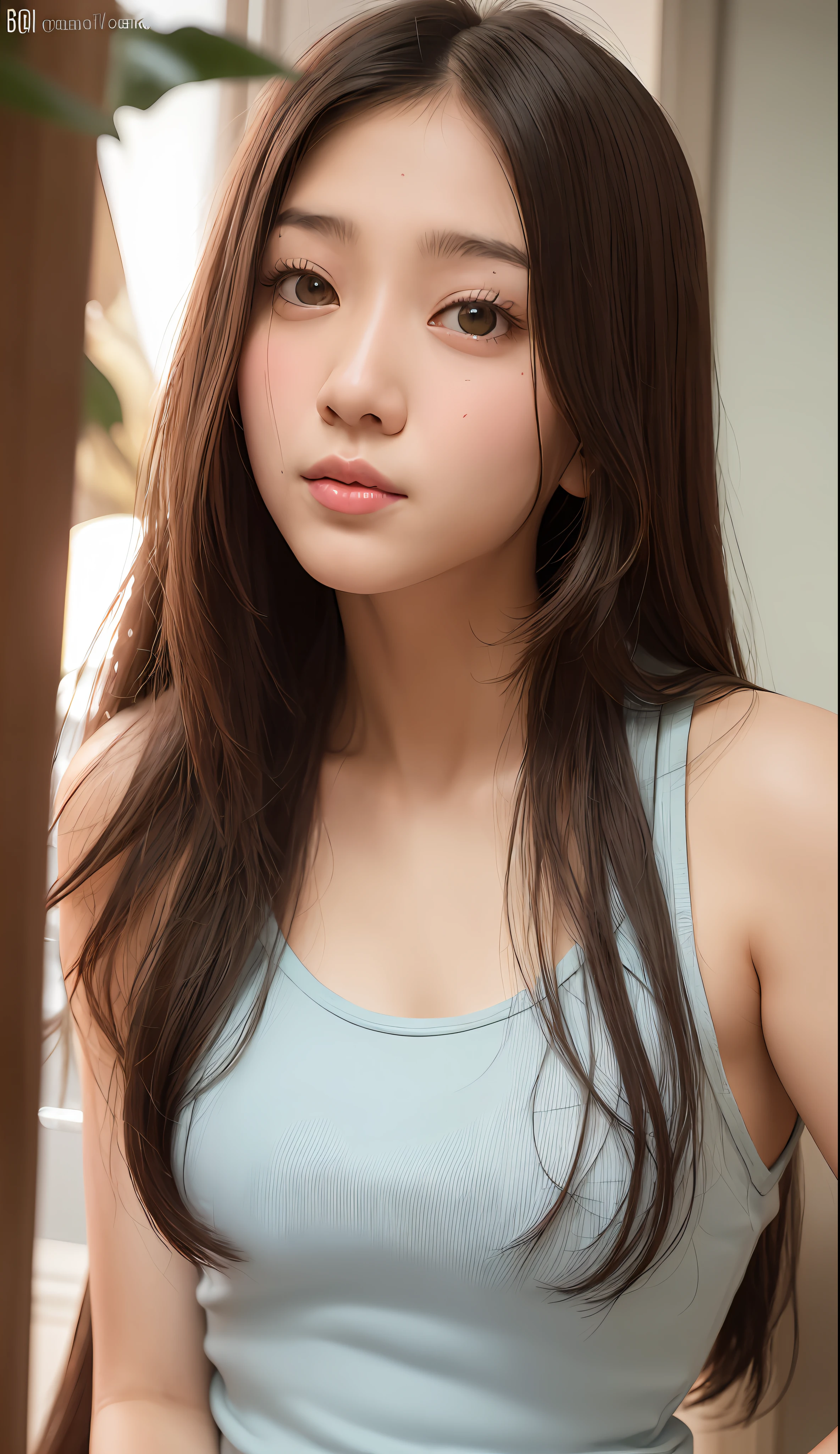 Asian woman with long hair arav posing for photo, colorful tank top, gorgeous korean woman, korean girl, beautiful south korean woman, beautiful korean woman, jae yeon nam, korean woman, young korean cute face, cute girl pretty face, heonhwa choe, photo of slim girl model, portrait of female korean idol, wan cute korean face