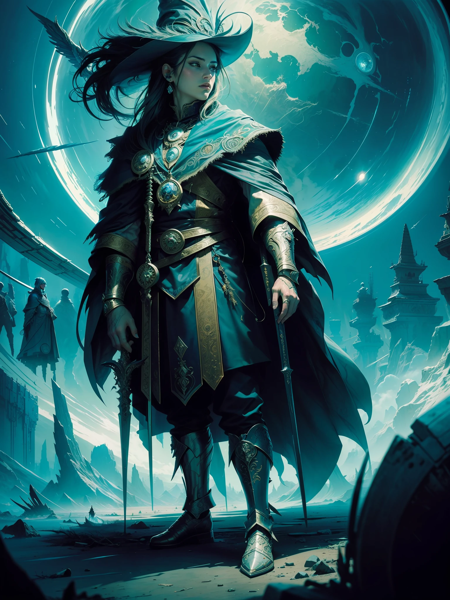 (best quality: 1.1), (masterpiece: 1.1), detailed, perfect anatomy, 1 boy, medium shot, mage, masterpiece, best quality, mature wizard, wizard hat, moody lighting, brightness, bright, mysterious, mystical, magical, rim lighting, vibrant, psychedelic, colorful, intricate, elegant, sharp focus, highly detailed, digital painting, concept art, matte, masterpiece, hyper detailed ultra sharp, vibrant aesthetics, blood wave, colorful, psychedelic, ornate, intricate, digital painting, concept art, smooth, sharp focus, illustration