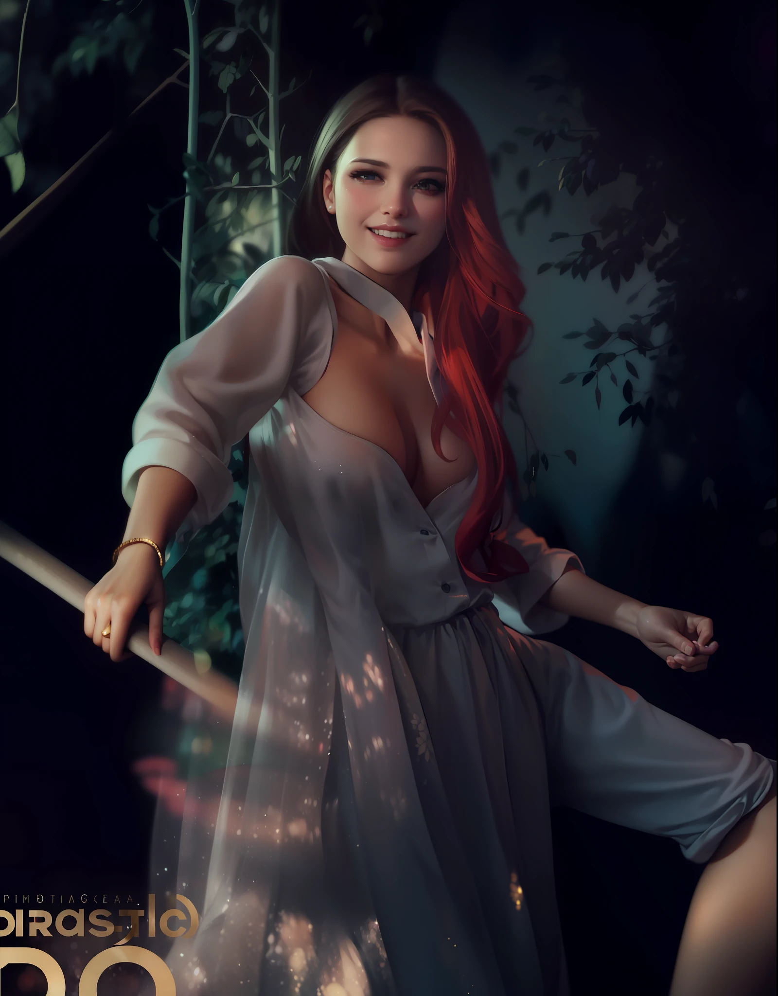 Best quality, masterpiece, ultra high res, (photorealistic:1.4), a beautiful woman, white shirt, medium breast, narrow waist, shiny skin, seductive smile, bokeh