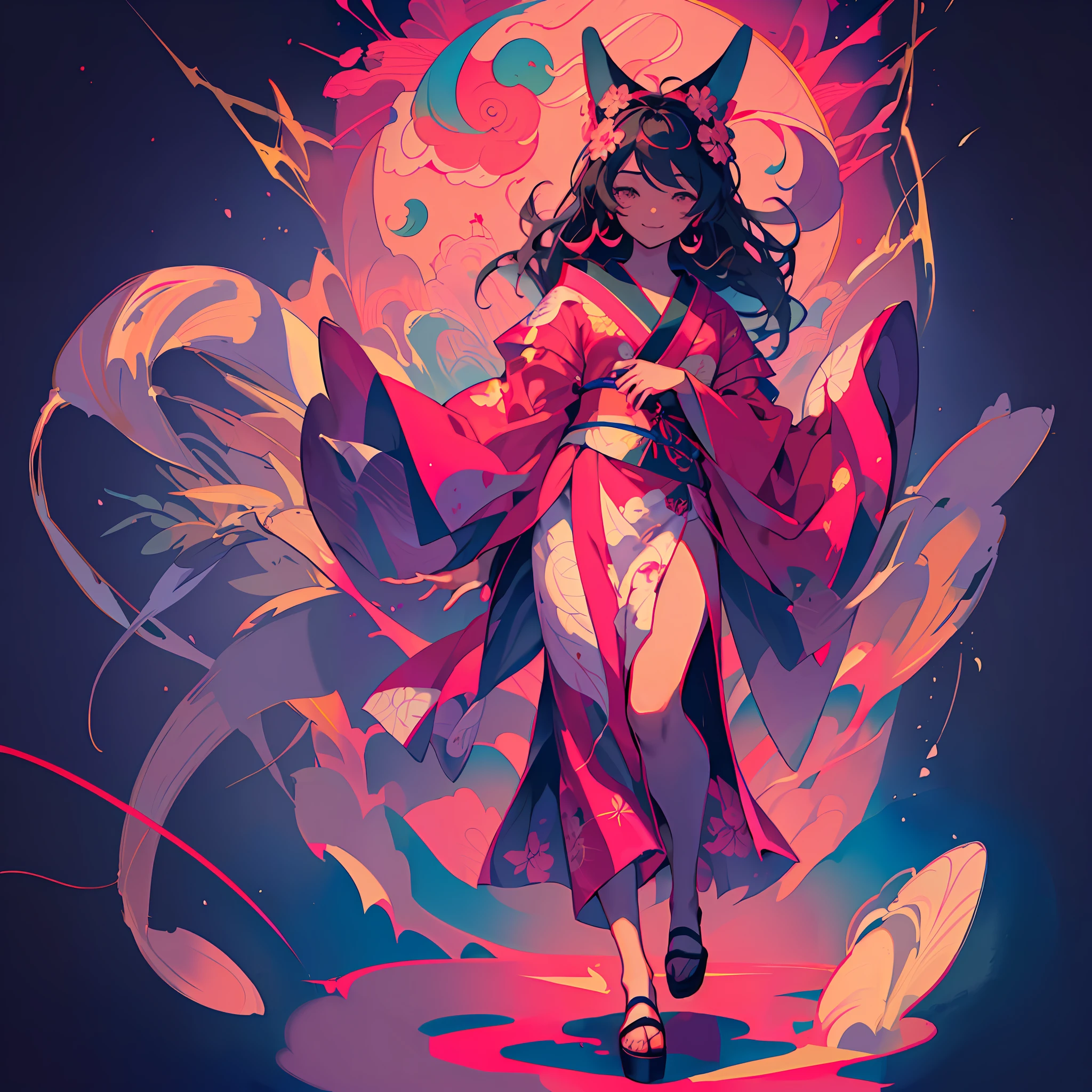 anime girl in kimono outfit walking in the sky with a cat on her head, jen bartel, by Ryan Yee, a beautiful artwork illustration, artgerm and atey ghailan, peter mohrbacher style, ross tran style, alphonse mucha and rossdraws, digital anime illustration, peter mohrbacher artstyle, anime fantasy illustration, :: rossdraws