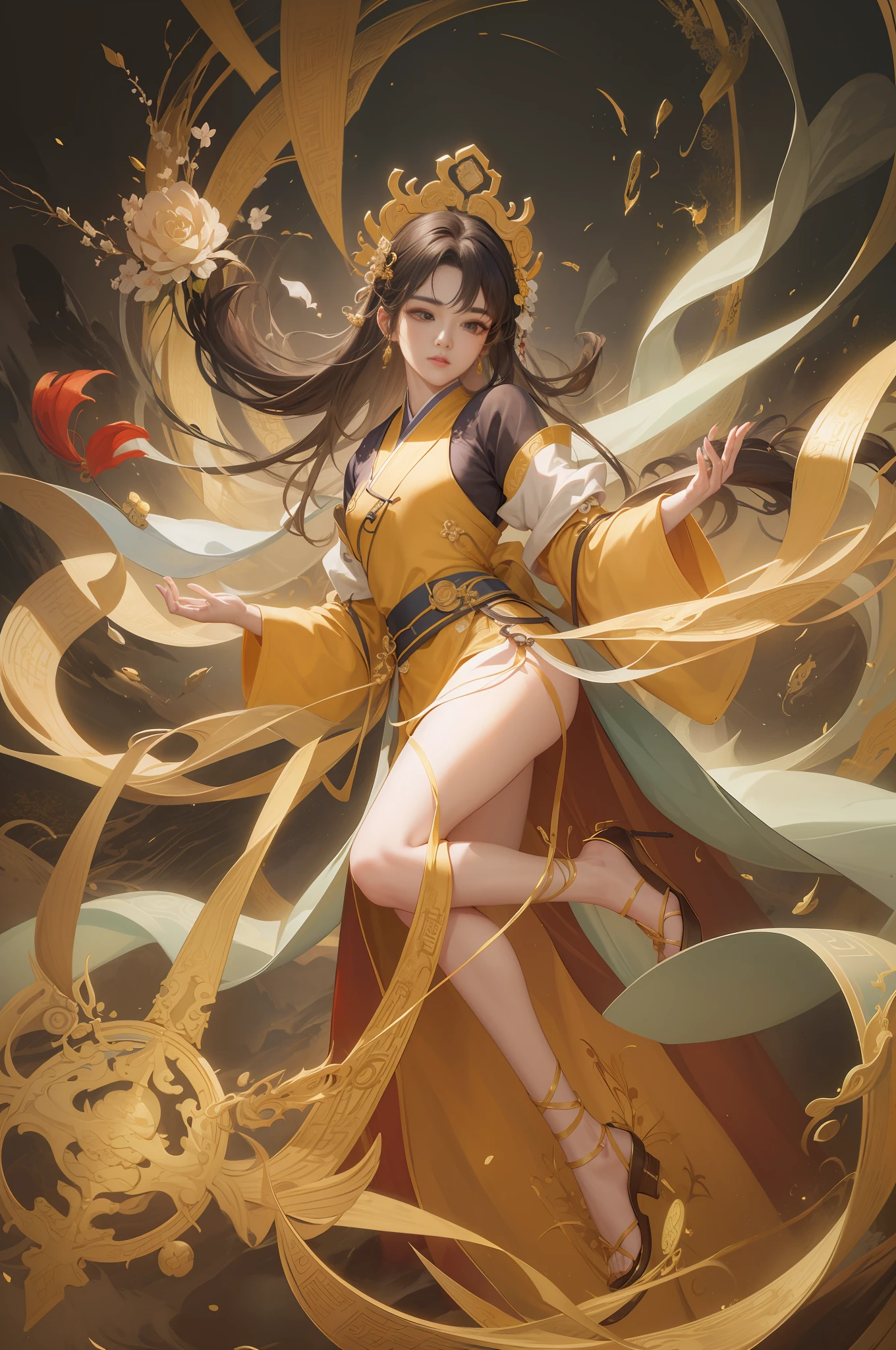 (picture quality|picture|art style): best quality, billions of details, amazingly delicate CG, Unity 8K wallpaper, (scene|subject): Guoshi in yellow robe, (inspiration): Kanto, Xu Bing, Qiu Qiming, (beautiful male death): Zhang Han, Zhu Yilong, (inspiration): SWISS, Liu Nan, Yu Yang.