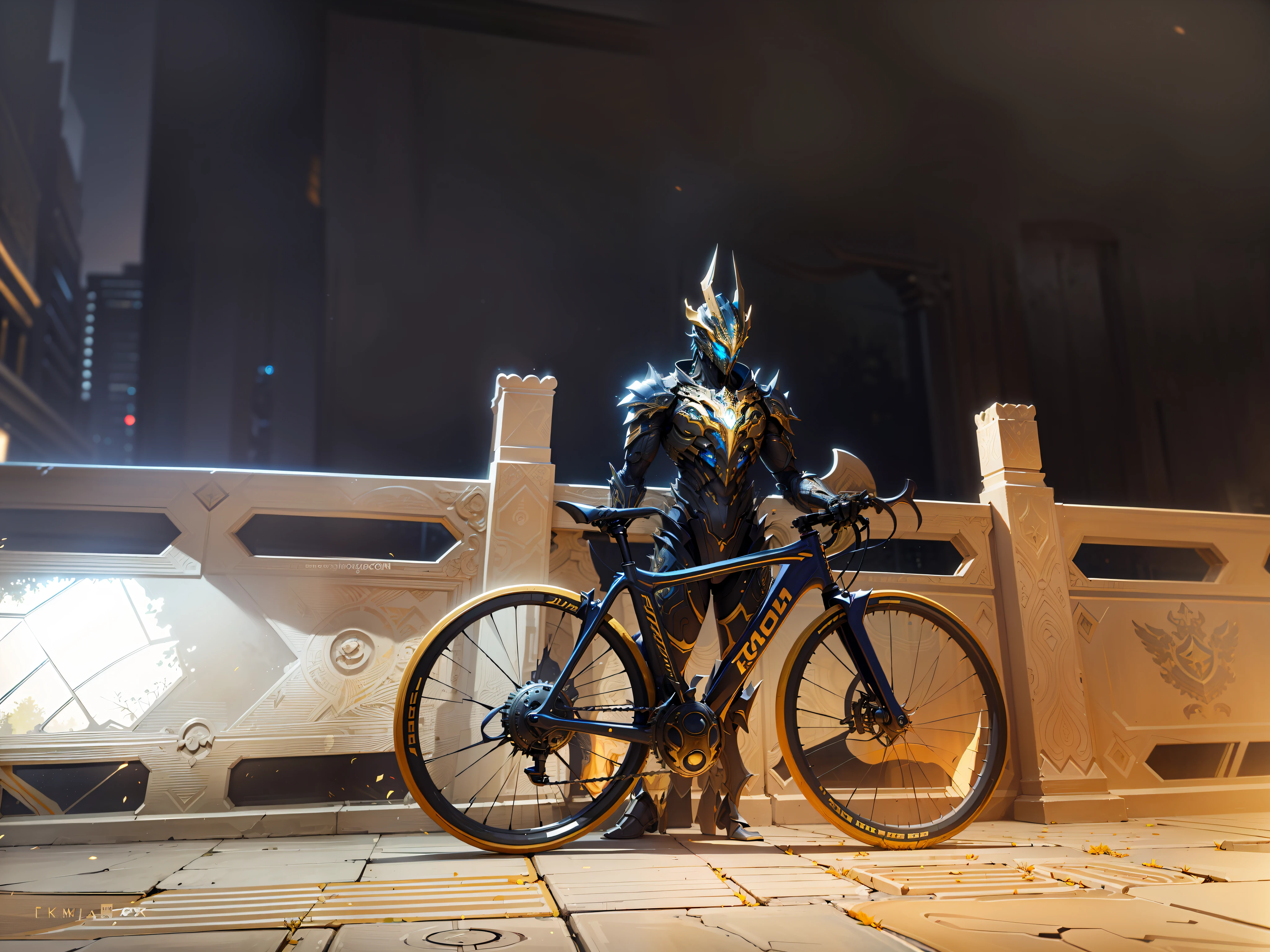 (masterpiece:1.2), best quality, high resolution, unity 8k wallpaper, (illustration:1.0), beautiful detailed, extremely detailed, perfect lighting, extremely detailed CG,glowing eyes,backlighting,
armor, fake_horns, glowing, full_armor,warframe,humanoid_robot,horns,helmet,mask,sample_background,weapon, monster, blue_armor,
looking at the viewer,solo,perspective,