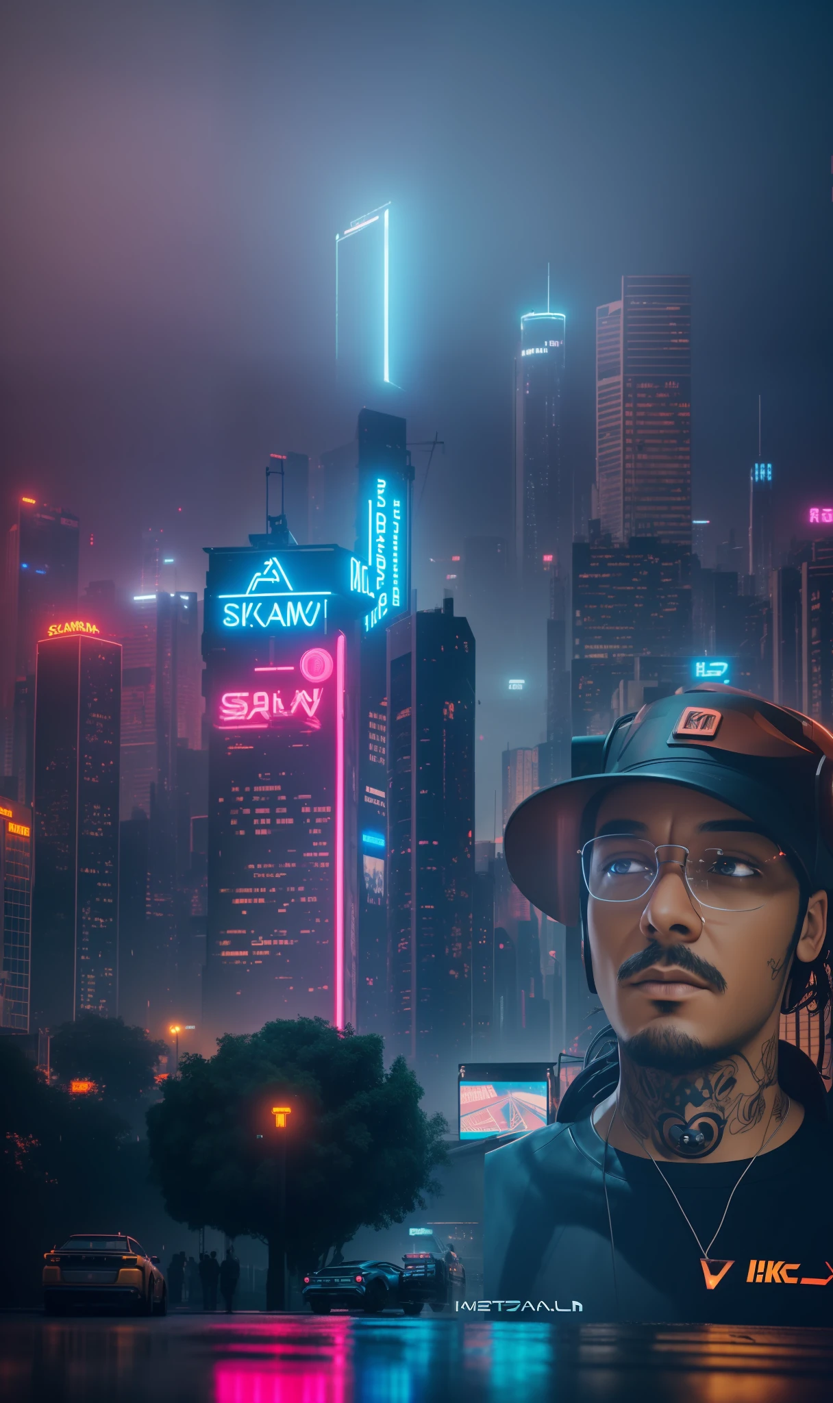 8k, RAW photo, best quality, masterpiece: 1.2), (realistic, photorealistic: 1.37), (solo:1.2), (side:1.2),(sad:1.4), (panorama,perspective:1.4), (landscape, outdoor, cityscape, night, midnight, cyberpunk, asphalt, rain, reflection, sidewalk, avenue:1.3), (neon sign, neon blue, pink neon, yellow neon: 1.4), sci-fi, cinematic, 6d cannon, octane render, medium shot