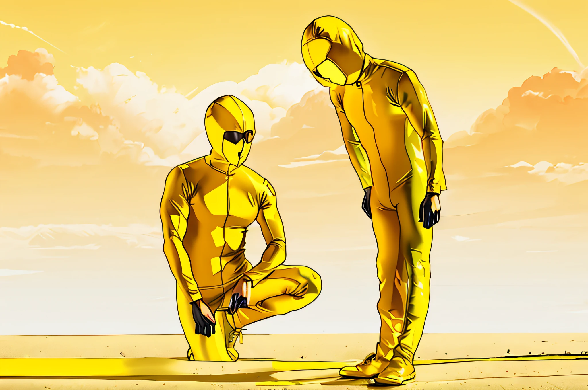 Full body yellow tights, bow, yellow body, zentai suit, full bodysuit
