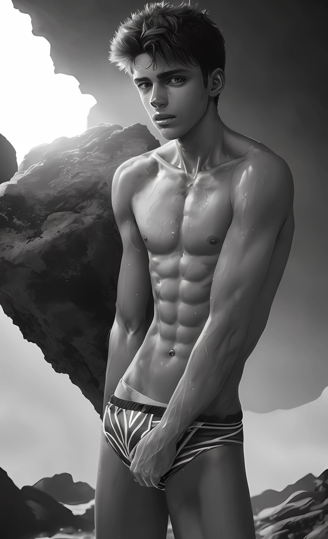 Tight-fitting swimming trunks