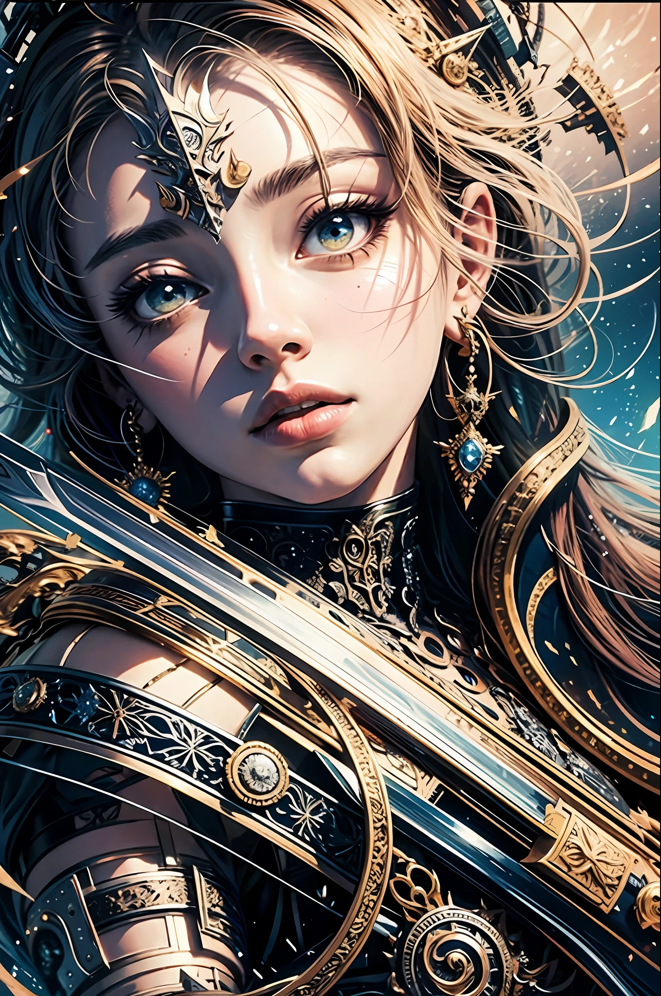 official art, unity 8k wallpaper, ultra detailed, beautiful and aesthetic, High quality, beautiful, masterpiece, best quality,
1 queen,sword , (zentangle, mandala, tangle, entangle:0.6)