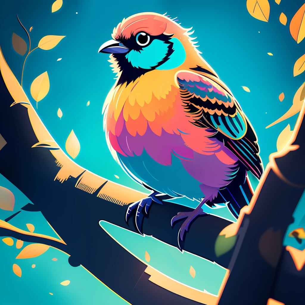 a vector illustration of a bird in artistic style, illuminated by natural light, captured by a DSLR camera, with vibrant colors and soft-textured materials, in medium size, with a wide depth of field, striking quality and contemporary style