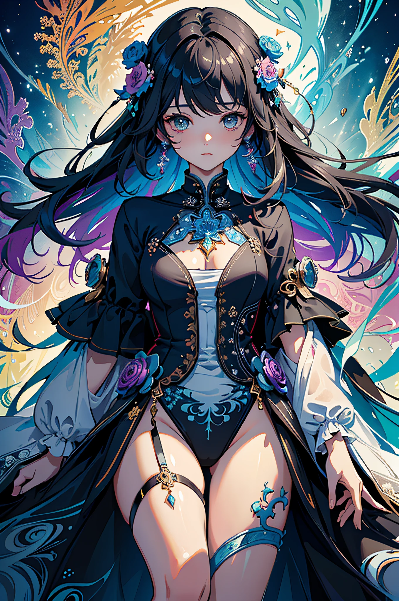 (masterpiece, top quality, best quality, official art, beautiful and aesthetic:1.2), (1girl), extreme detailed,(fractal art:1.3),colorful,highest detailed,cold light