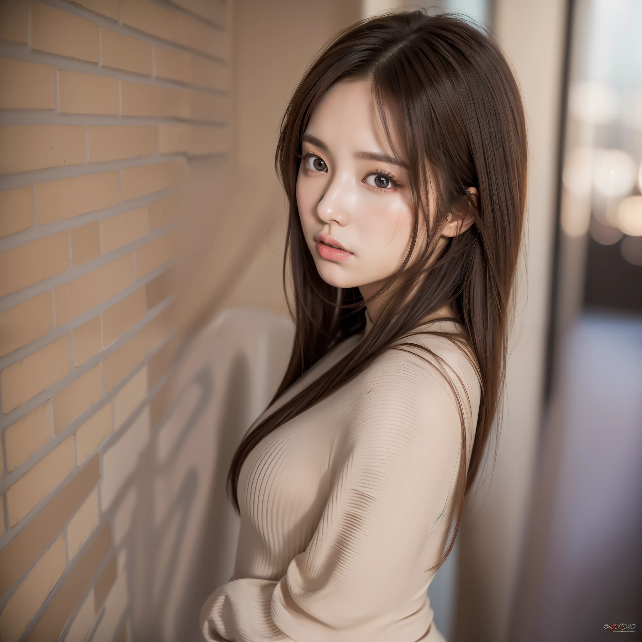 8K, Natural Light, Face Fill, 25 years old woman, brown hair, black eyes, small head, perfect, perfect buttocks, big eyes, real face, textured skin, standing posture, erotic, pantyhose, tease