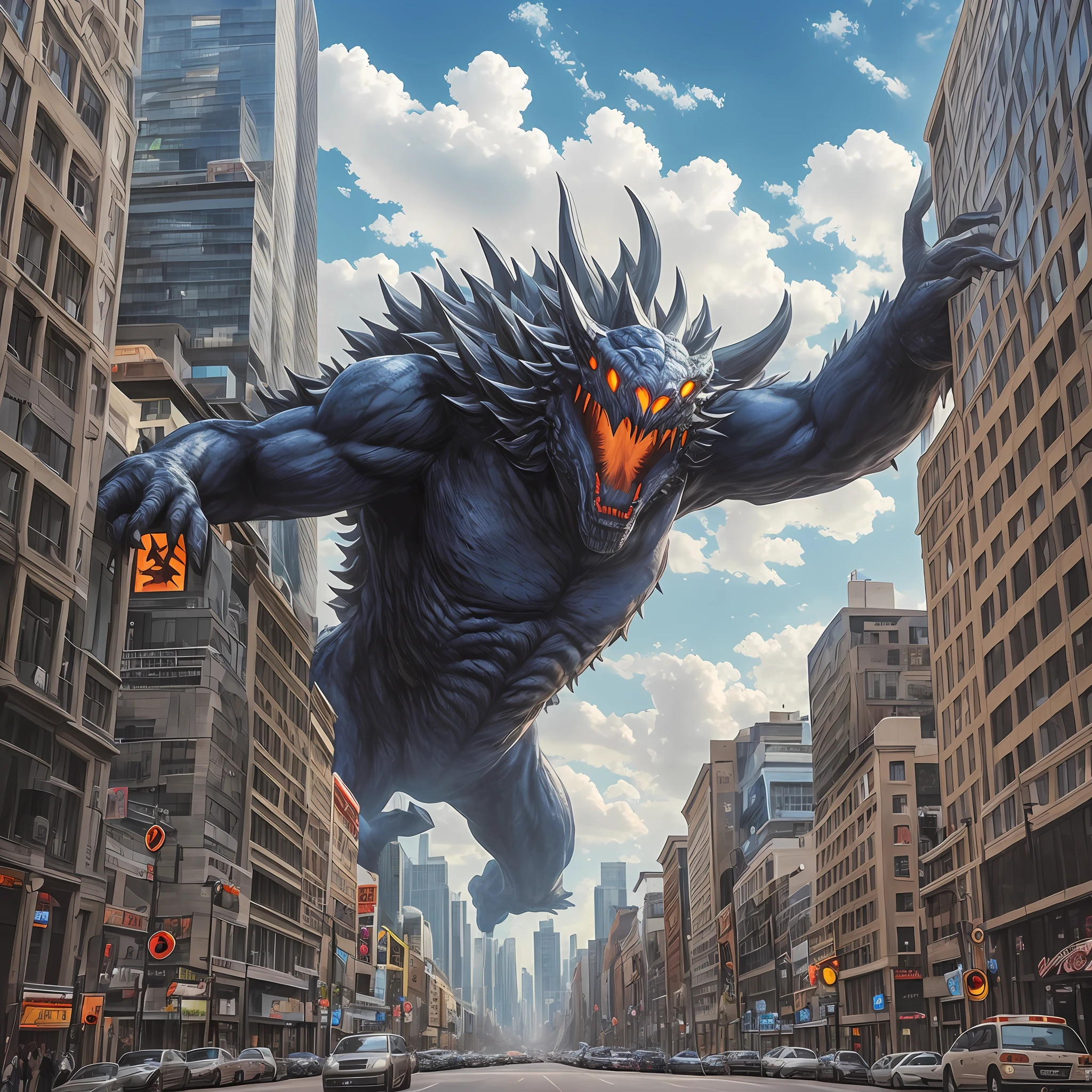 Best quality, high resolution, masterpiece, giant monster coming out of a portal in the middle of the city --auto --s2