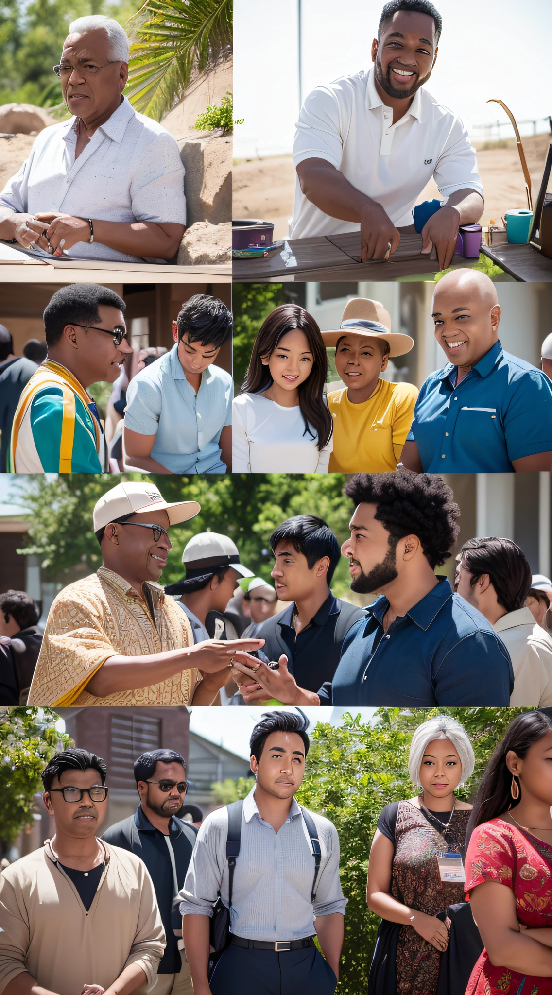 "Moving images show people of different ethnicities working together and helping each other, promoting cooperation, diversity and harmony, photographic film, ultra realistic style, 16k" --auto --s2