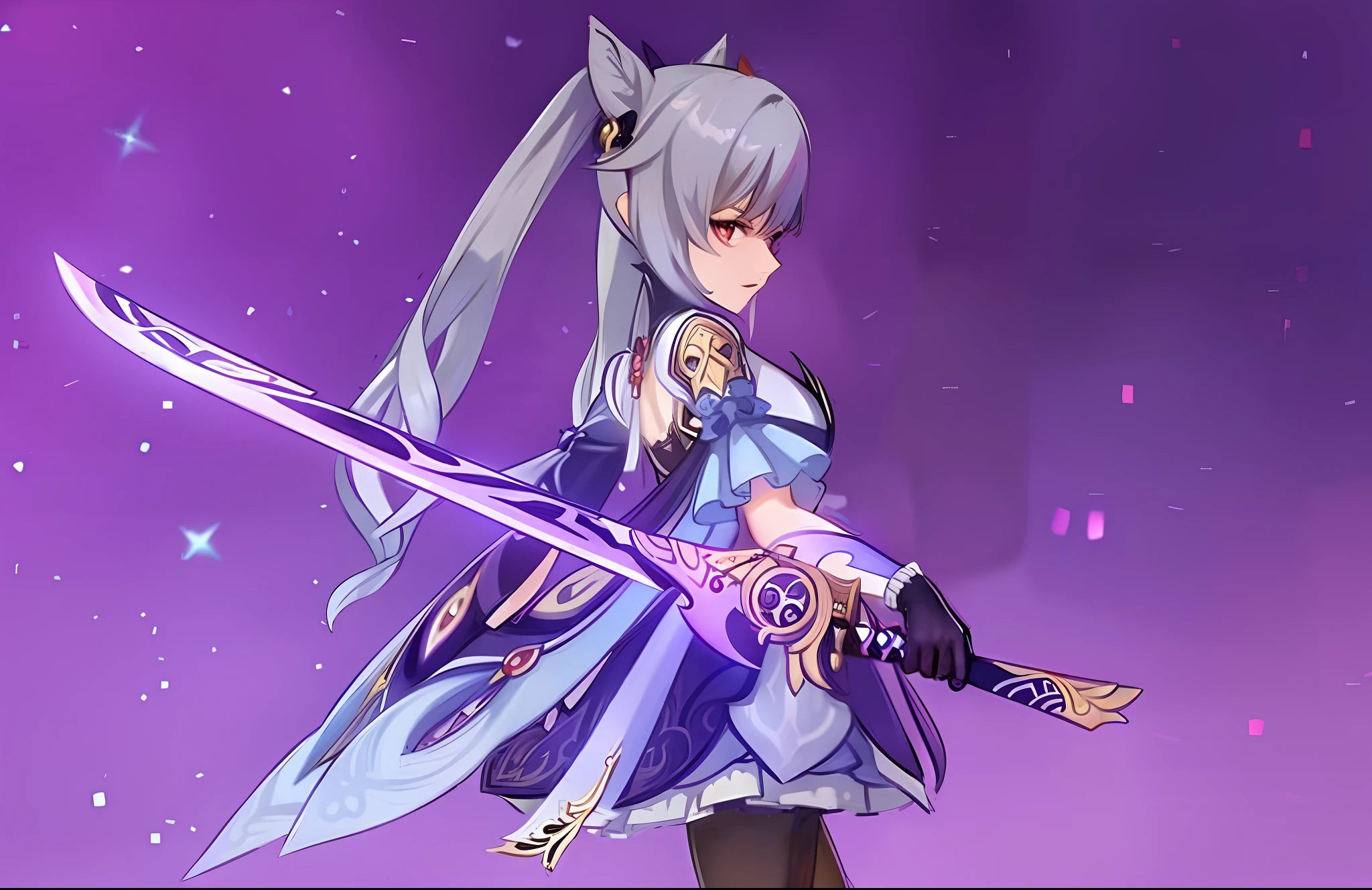 Woman in purple dress with long hair and cat ears, Ayaka Genshin Impact, White Hair, Choharu, Genshin Impact Kechin, Ayaka Game Genshin Impact, Genshin Impact Nakazato, Genshin Impact Character, Genshin, Genshin Impact, Hirase Jin Yao, Yoneyama Mai, Hestia, Yunlin, Portrait of Onmyoji