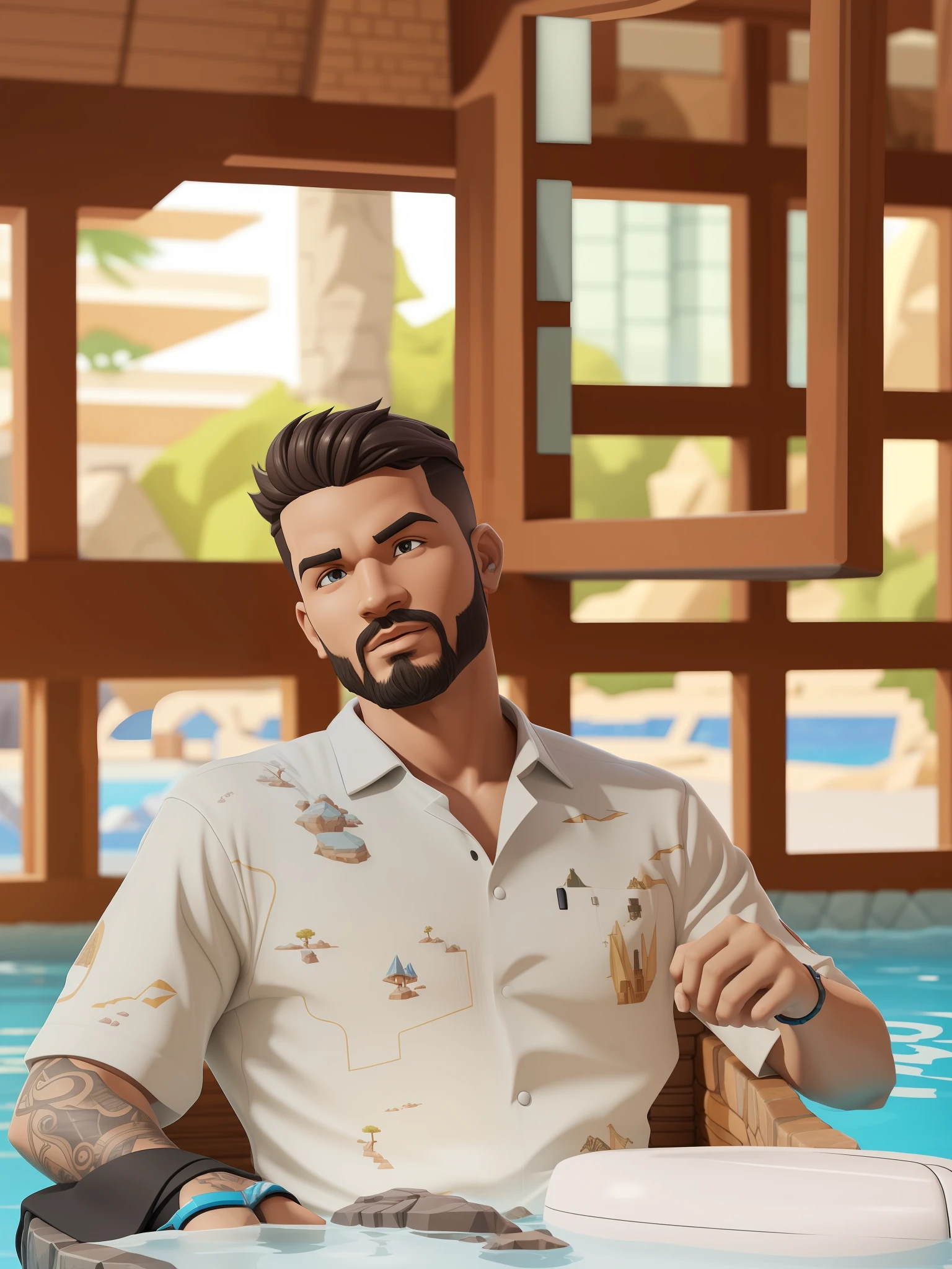 a cartoon image of a swimming pool surrounded by rocks and trees, isometric game asset, game asset, mobile game asset, isometric game art, stylized concept art, isometric game, simple stylized, videogame asset, isometric map, isometric 2 d game art, a pool inside the giant palace, arena background, odin's stone arena background