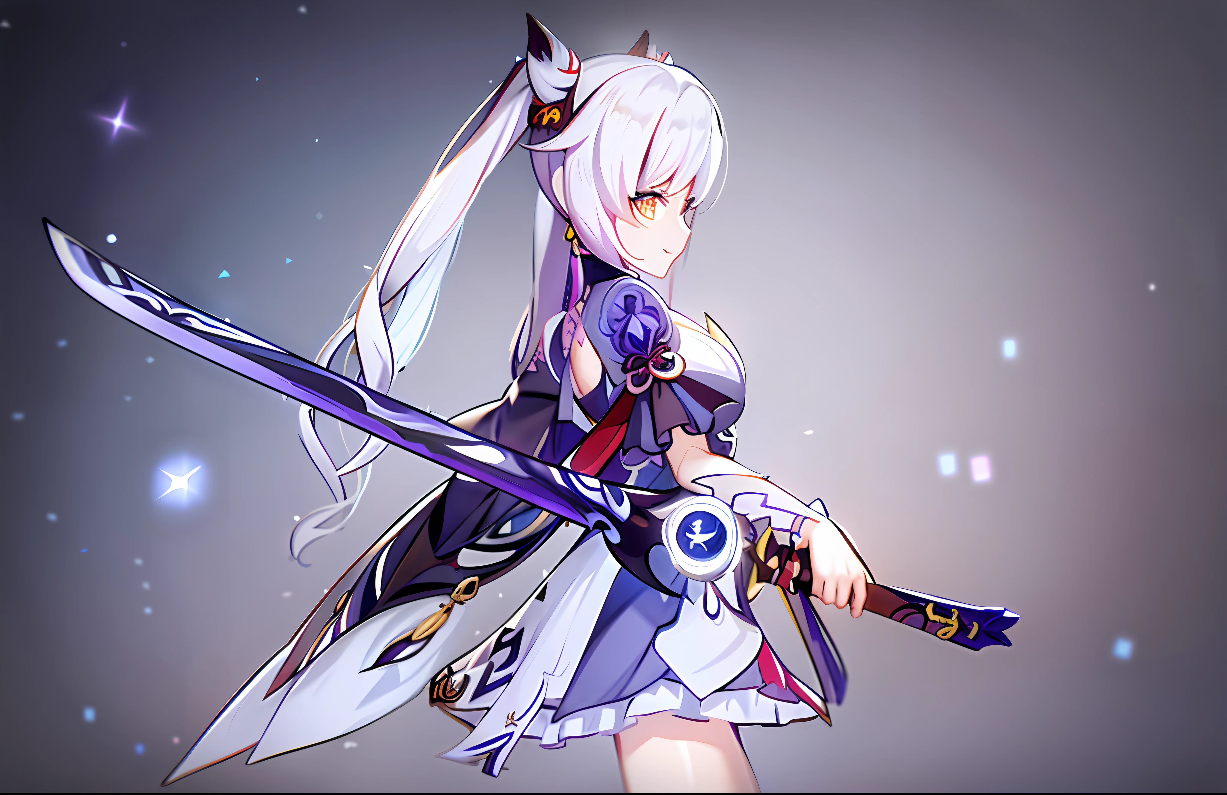 Woman in purple dress with long hair and cat ears, Ayaka Genshin Impact, White Hair, Choharu, Genshin Impact Kechin, Ayaka Game Genshin Impact, Genshin Impact Nakazato, Genshin Impact Character, Genshin, Genshin Impact, Hirase Jin Yao, Yoneyama Mai, Hestia, Yunlin, Portrait of Onmyoji