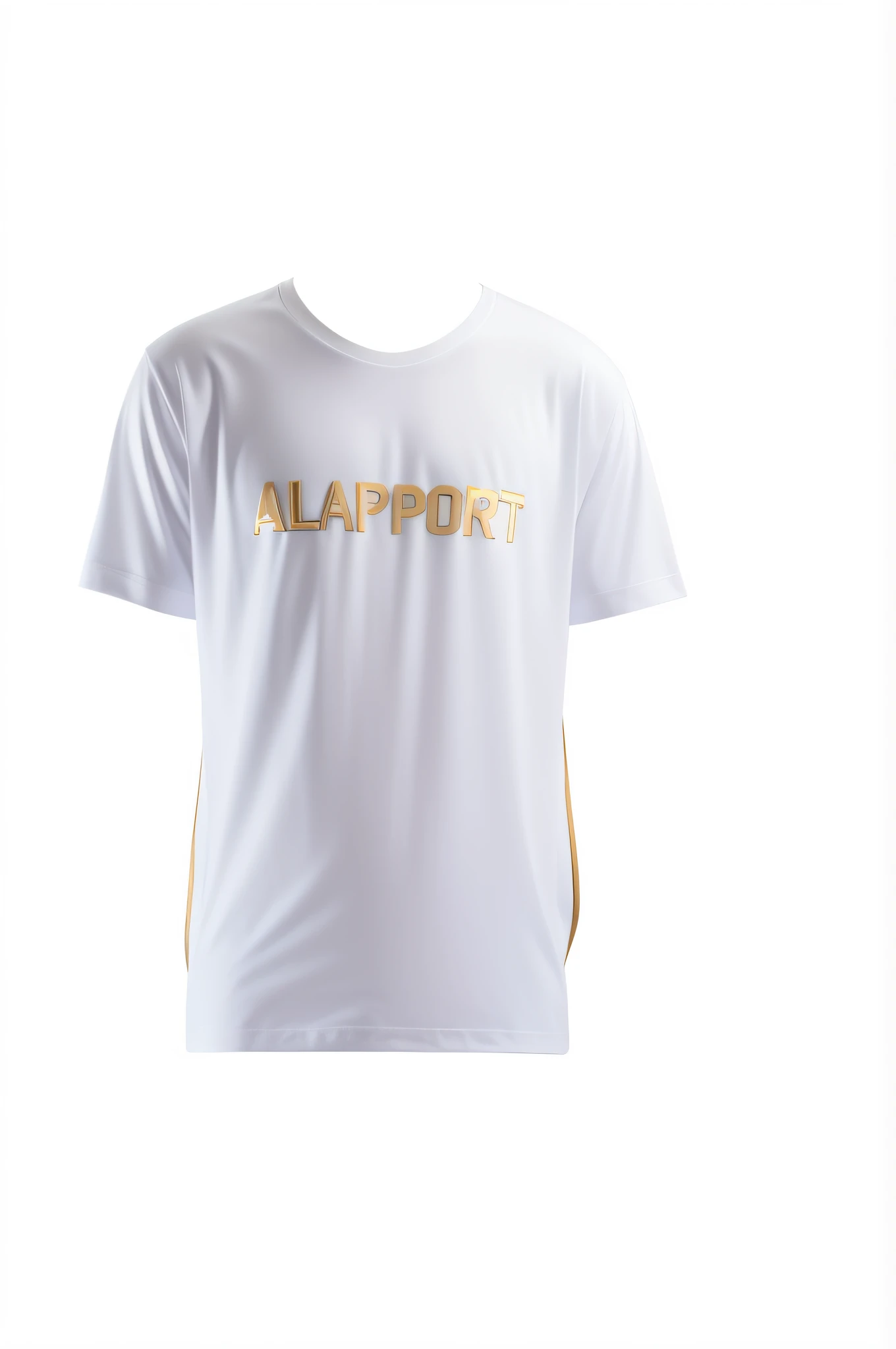 Allafard white shirt with gold letters and white background, sports t-shirt, gold shirt, sportswear, sportswear, all white, official product picture, white t-shirt, white t-shirt, white t-shirt, official product photo, mesh shirt, albinism, golden football shorts, short sleeves, gradient white to gold, alpsport