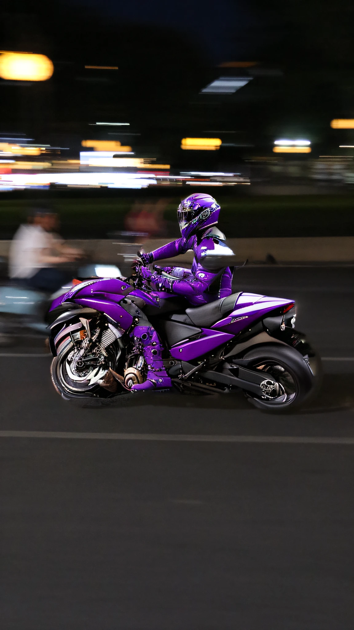 Kawasaki motorcycle, purple man, cool, mechanical, punk