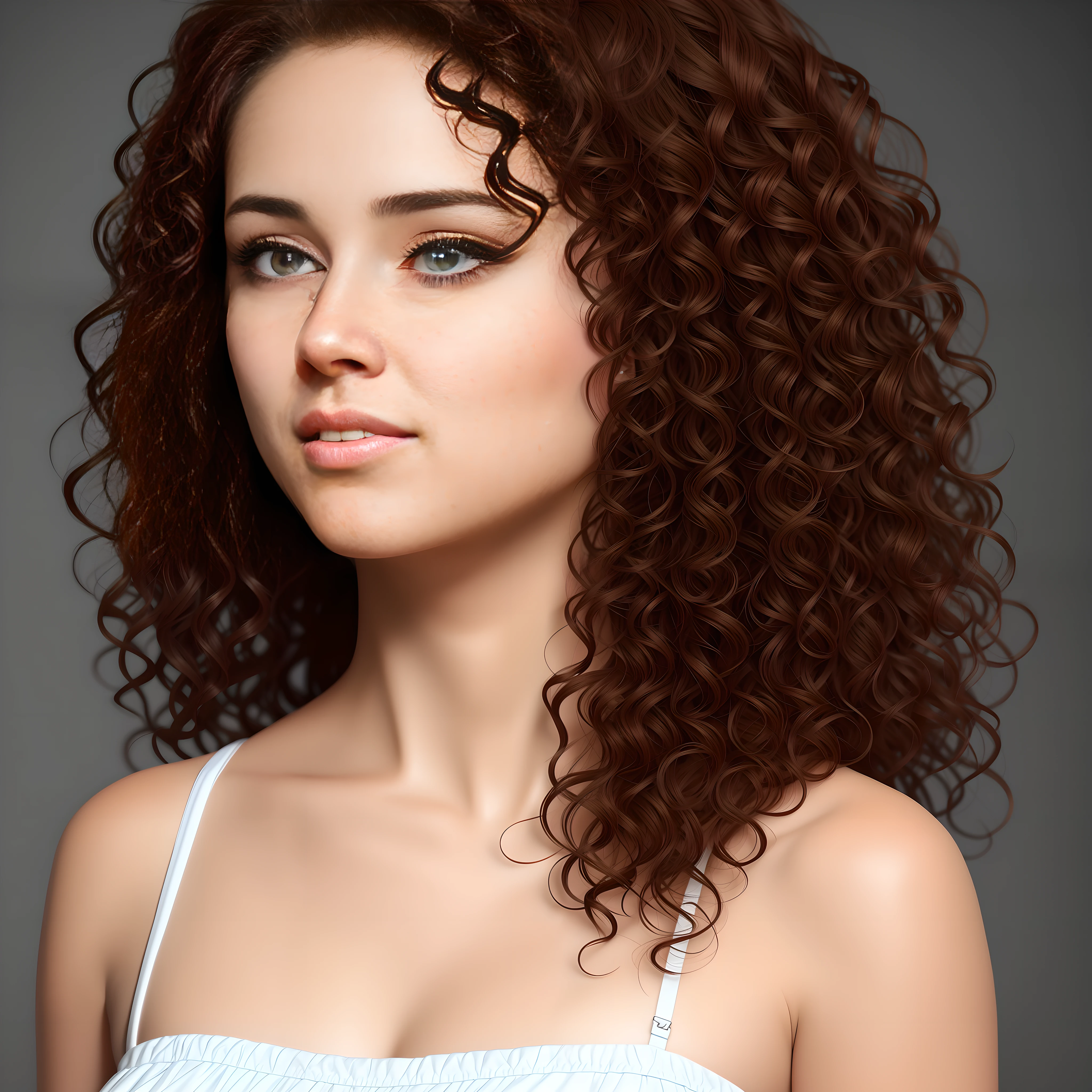 a cute girl, curly hair detailed portrait pretty eyes hd highly detailed hyper realistic 4k high resolution