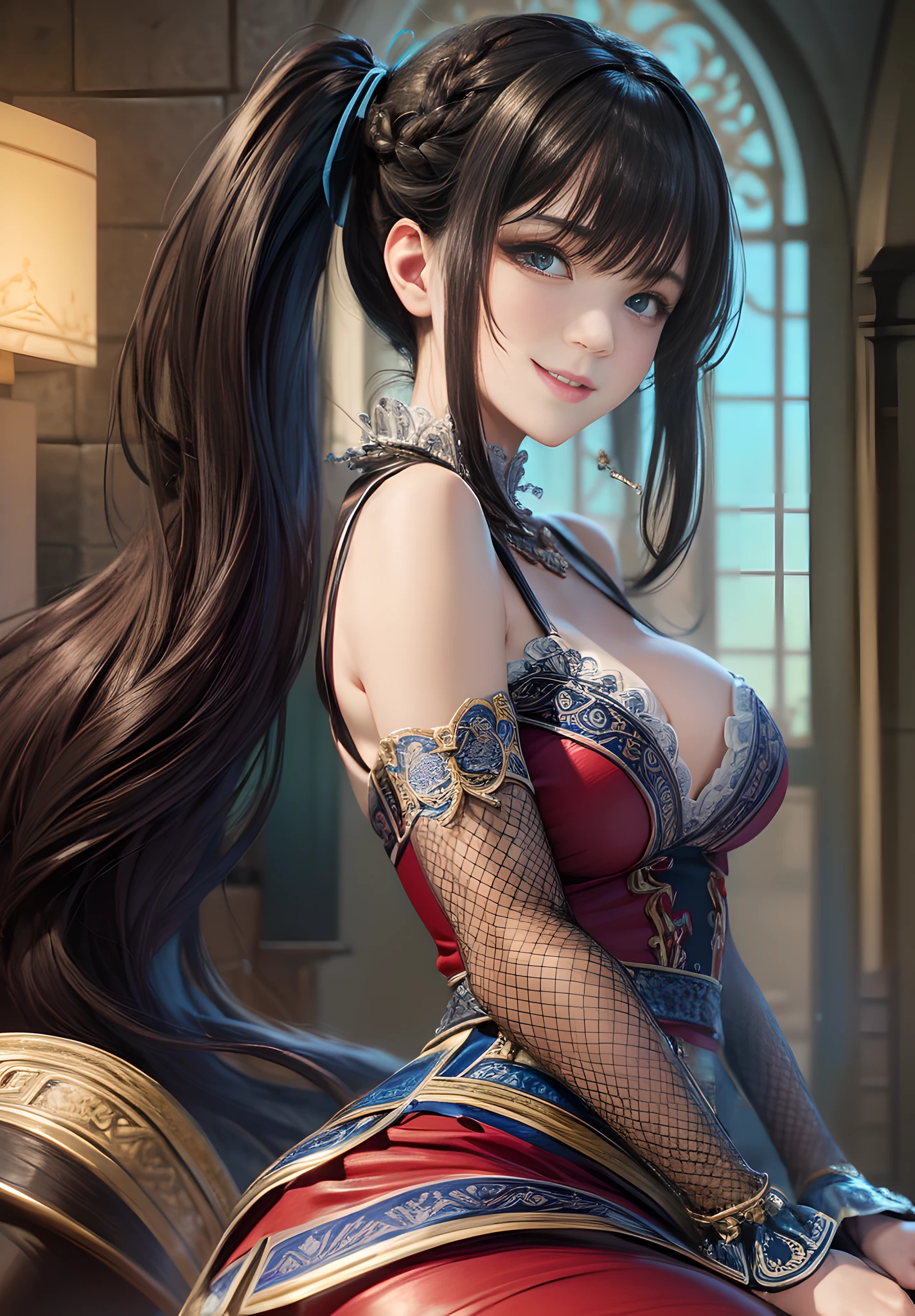 high quality, best quality, masterpiece, extremely fine and beautiful and detailed, appropriate lighting,
straight hair, single braid, smile, [blushed cheeks, garden, slim body, 1 girl, ] sky, navy blue colored detailed blouse with buttons, (realistic, photo-realistic:1.37), (best quality:1.4), ( ultra high res:1.2), (sharp focus:1.3), (cute:1.1), (cowboy shot:1.38), (gigantic breasts:1.1), (happy smile:1.25), ((absurdly long:1.1) twintails:1.2),narrow waist,BREAK scenery,( Beautiful midday pool background:1.0), (dynamic angle shot:1.31), bangs,beautiful detailed round eyes in highlights, 1girl, ((highest quality)), ((masterpiece)), ((real)), dim light, eerie night, cathedral, orange light, (best quality, masterpiece: 1.2), (Real: 1.3), (Soft Saturation: 1.5), (Soft Focus: 1.5), (Detail Background), BREAK(One Beautiful Young Woman), Looking straight at you with serious eyes when viewed from the front, Blake brown hair, blue-black hair, Wavy hair, low ponytail hair, Bangs bangs by center, beach, Resort beach, Open terrace, (Best quality, Masterpiece: 1.2), (Real: 1.3), (Beautiful Skin: 1.2), (Ultra Detailed Background, Detail Background), Break (One Beautiful Young Woman), When viewed from the front, the composition is symmetrical. Looking straight at you with serious eyes, dark blue eyes, back hair tied with ribbons, red hair, shiny hair, camisole pants gloves high heel boots, rustic, green, multicolored theme, complex in daytime classroom window, ((Masterpiece)), Ultra high definition, ((Full body))), (from top:1.5)), Angelic, light smile, Detailed chest, (Detailed eyes)), Sharp eyes, Detailed natural skin texture, Detailed hands, intricate detailed fingers and nails, (amazing hairstyle), elegant standing pose, volume lighting, sharp focus, top quality, high resolution, ultra detailed skin, cute, perfect face, shiny skin, short hair, earrings, dress, night scene, face close-up (from side:1.3)