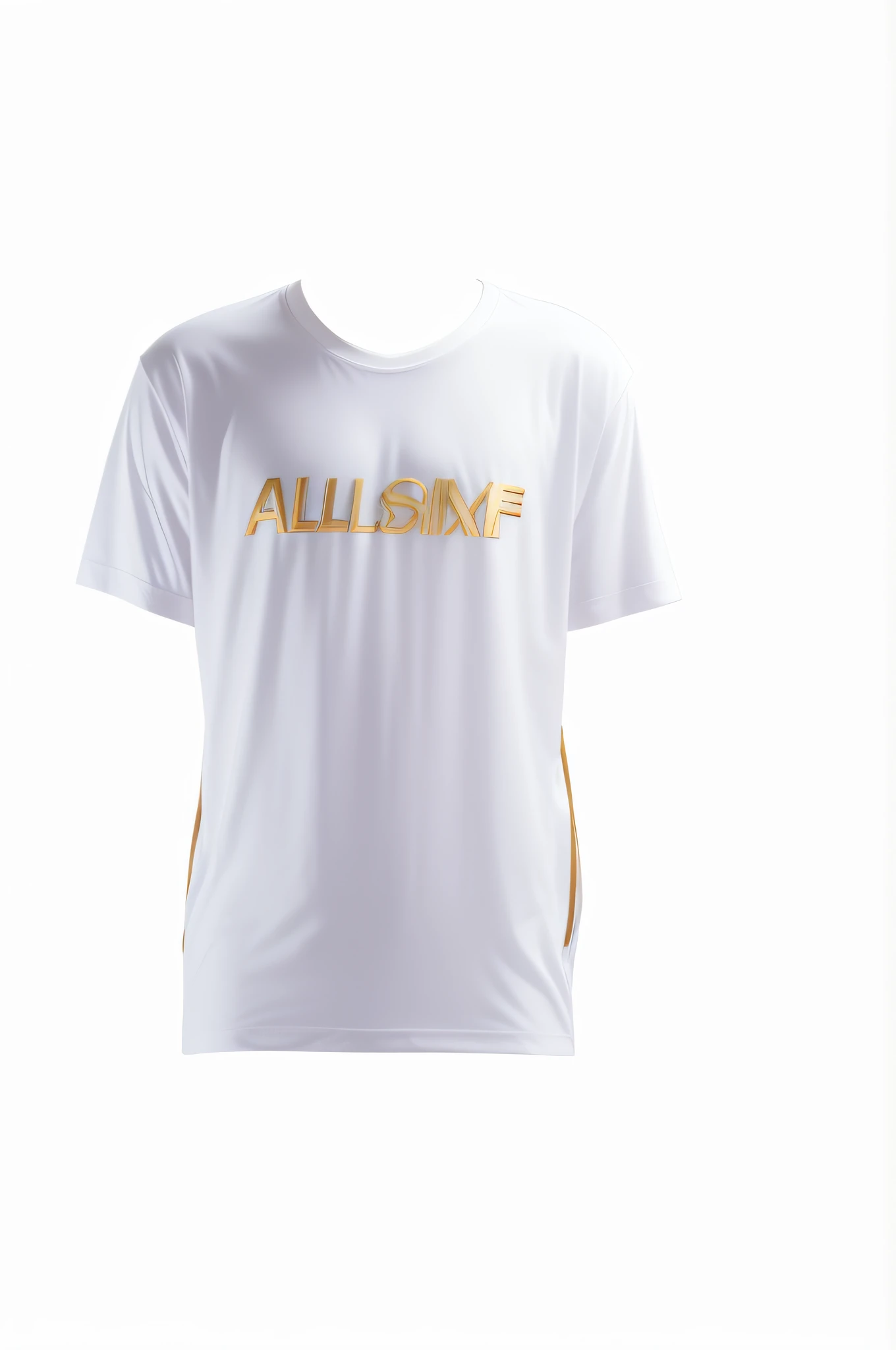 Allafard white shirt with gold letters and white background, sports t-shirt, gold shirt, sportswear, sportswear, all white, official product picture, white t-shirt, white t-shirt, white t-shirt, official product photo, mesh shirt, albinism, golden football shorts, short sleeves, gradient white to gold, alpsport