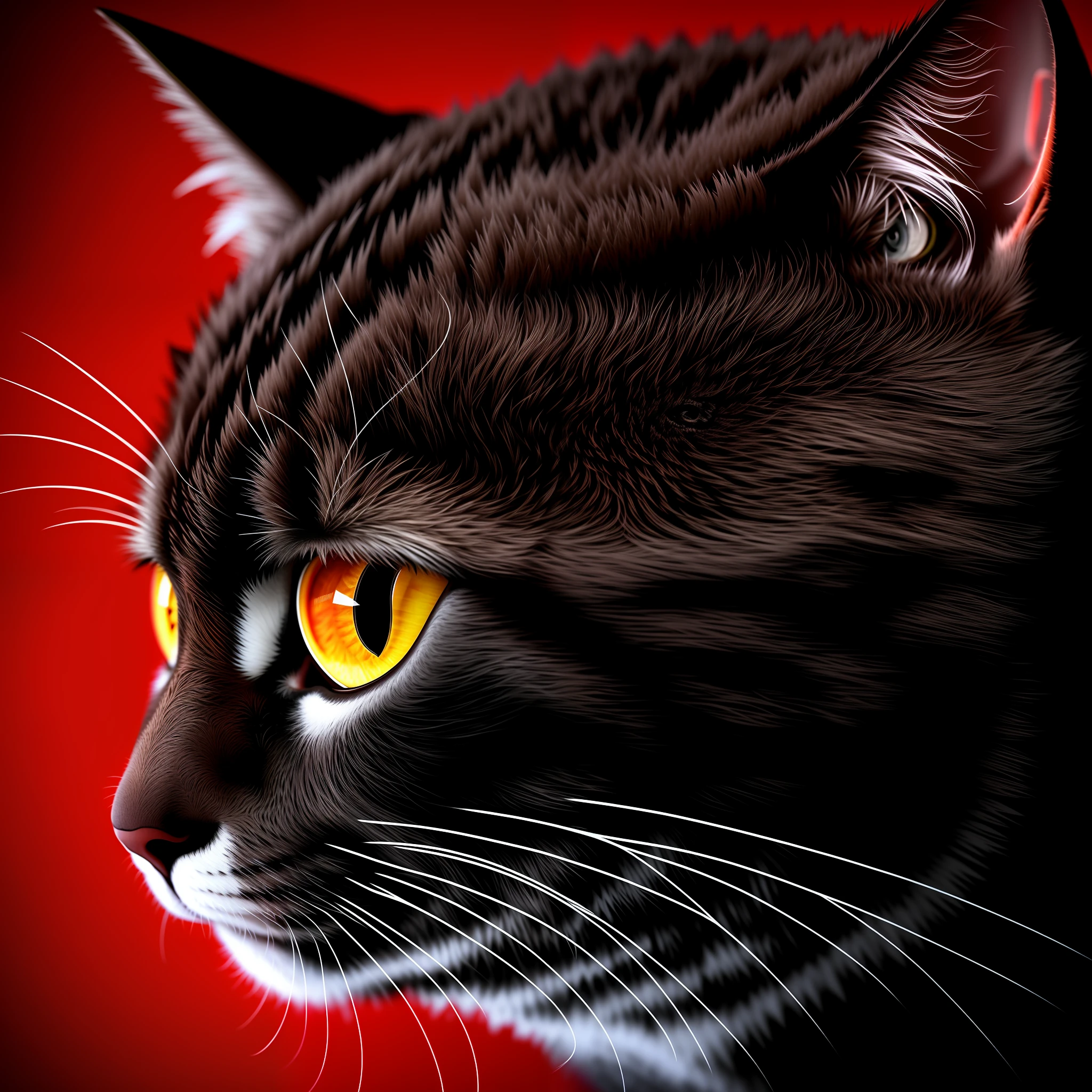 Cat furious scary bloody dark colour theme 4k hd hyper realistic high resolution hyper detailed one head