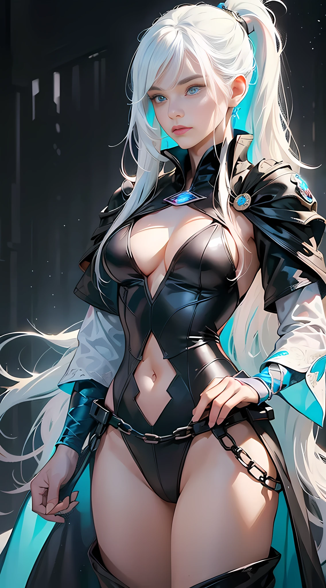 cyberpunk girl, fantasy world, dark background, clean design, epic Instagram, artstation, colorful paint splash, silhouette, ultra-detailed intricate details, Unreal engine, fantasy, complex details, splash screen, complementary colors, fantasy concept art, 8k resolution, deviantart masterpiece, oil painting, heavy stroke, paint dripping, (isolated on white background: 1.3), rainbow skin, (((handsome young man))), (( age:1.5)), (glowing blue eyes), ((eyes with light)), (((long white hair: 1.1))), ((black)), (princess \\ (indifferent expression\\), (((wearing high-detail multi-layered luxury black robe))), white hair, (abs) (large pectoral muscles) (appropriate posture)