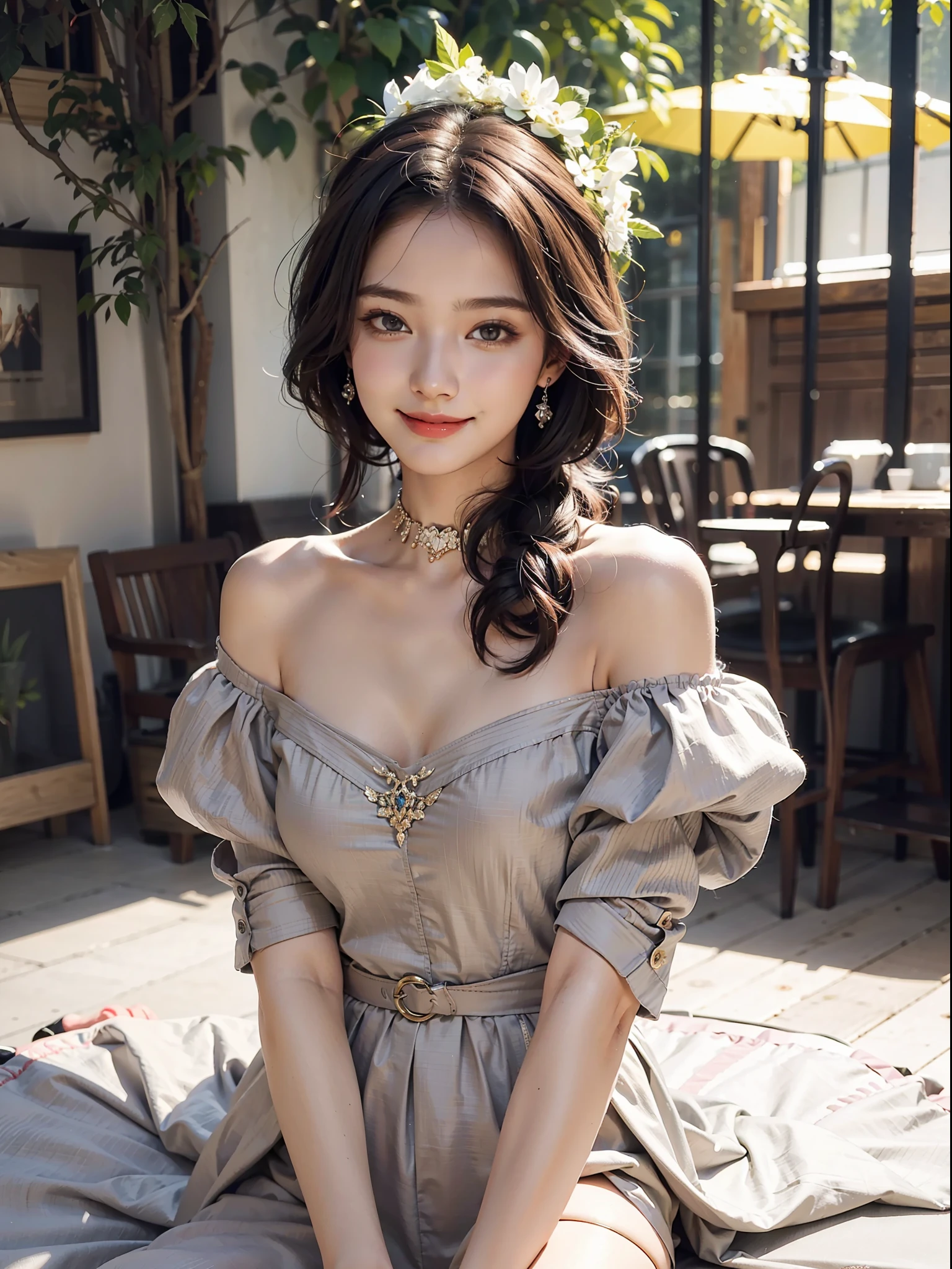 1girl, offshoulder, smile, cute, waist up
best quality, masterpiece, (photorealistic:1.4)