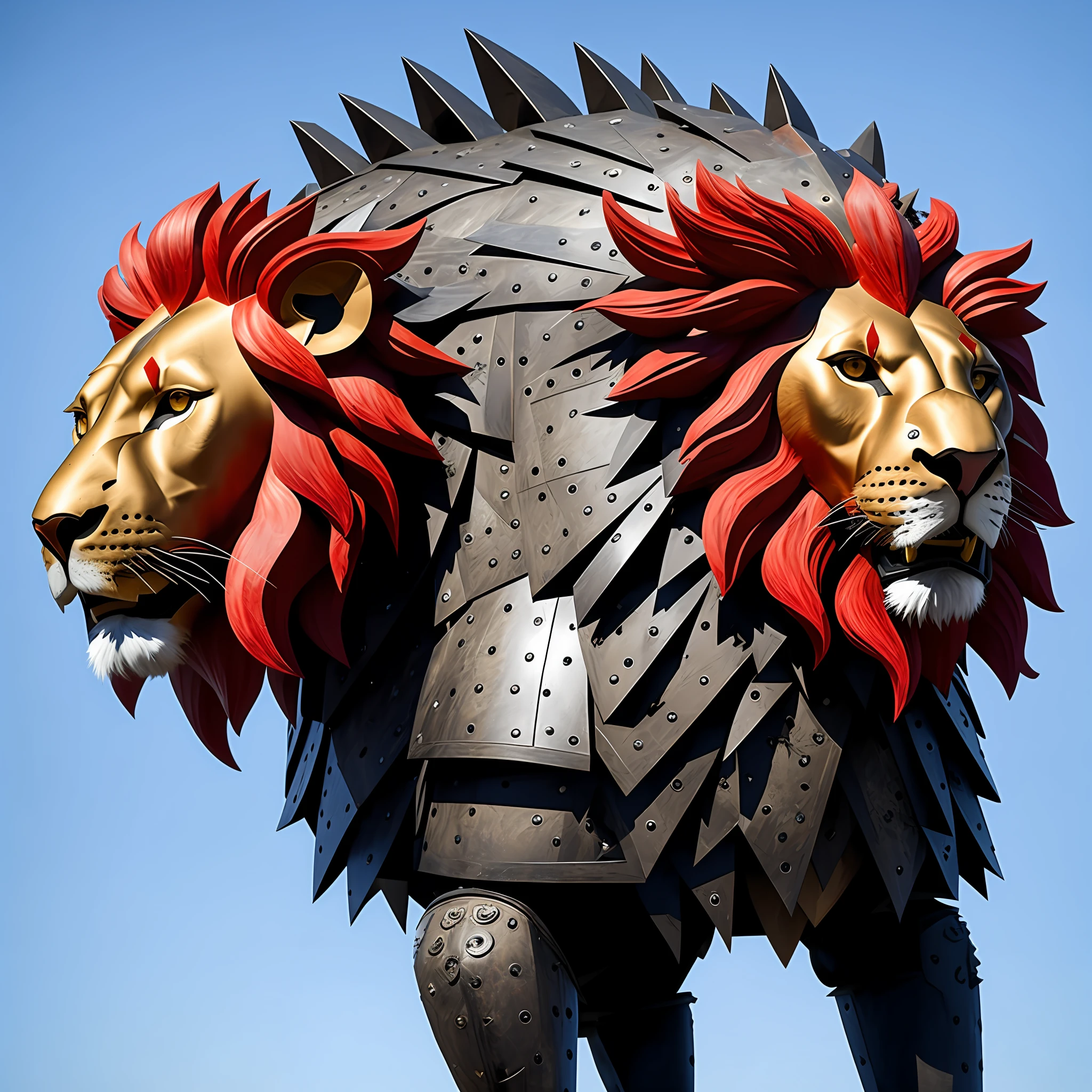 Ecvitória lion with red and black armor