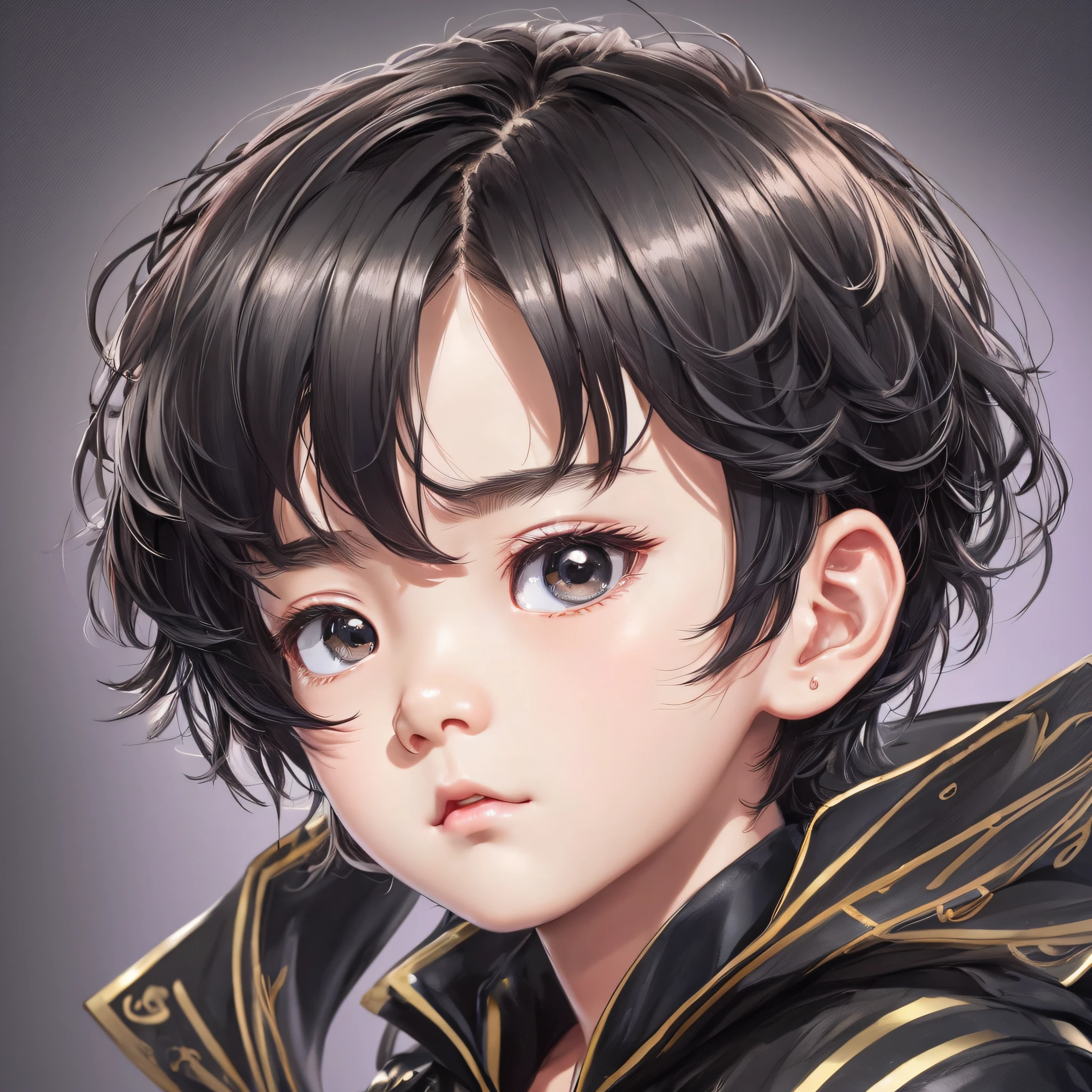 Light background, close-up of a with hairstyle and black jacket, inspired by Zhang Han's digital painting, tumblr, digital art, young cute face, cheng yanjun, choi xukun, cute digital painting, wan cute korean face, ruan cute vtuber, cute digital art, kawaii realistic portrait, portrait cute thin face, neutral face boy --auto --s2