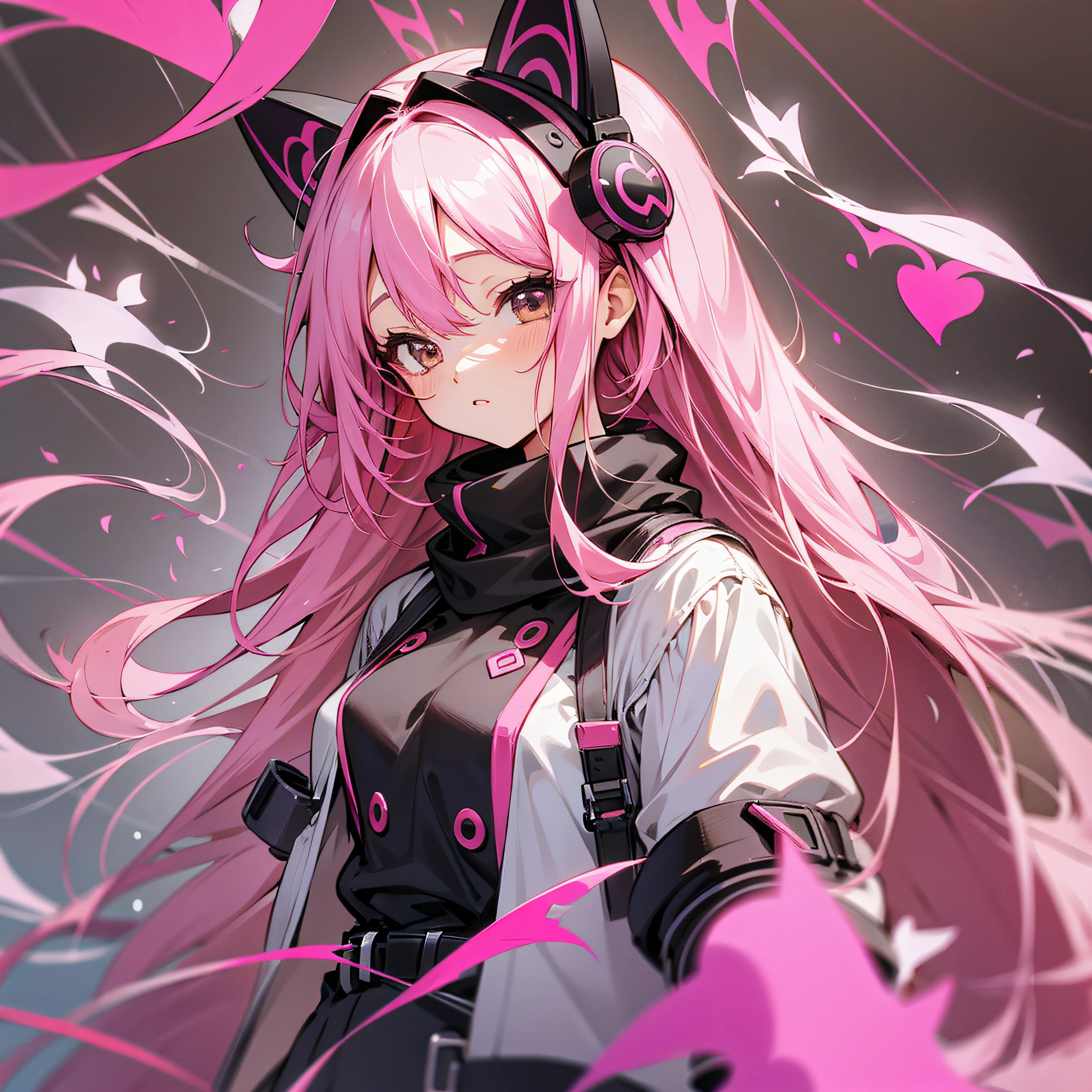 Anime characters pink hair brown eyes young girl masterpiece best quality long hair --auto --s2