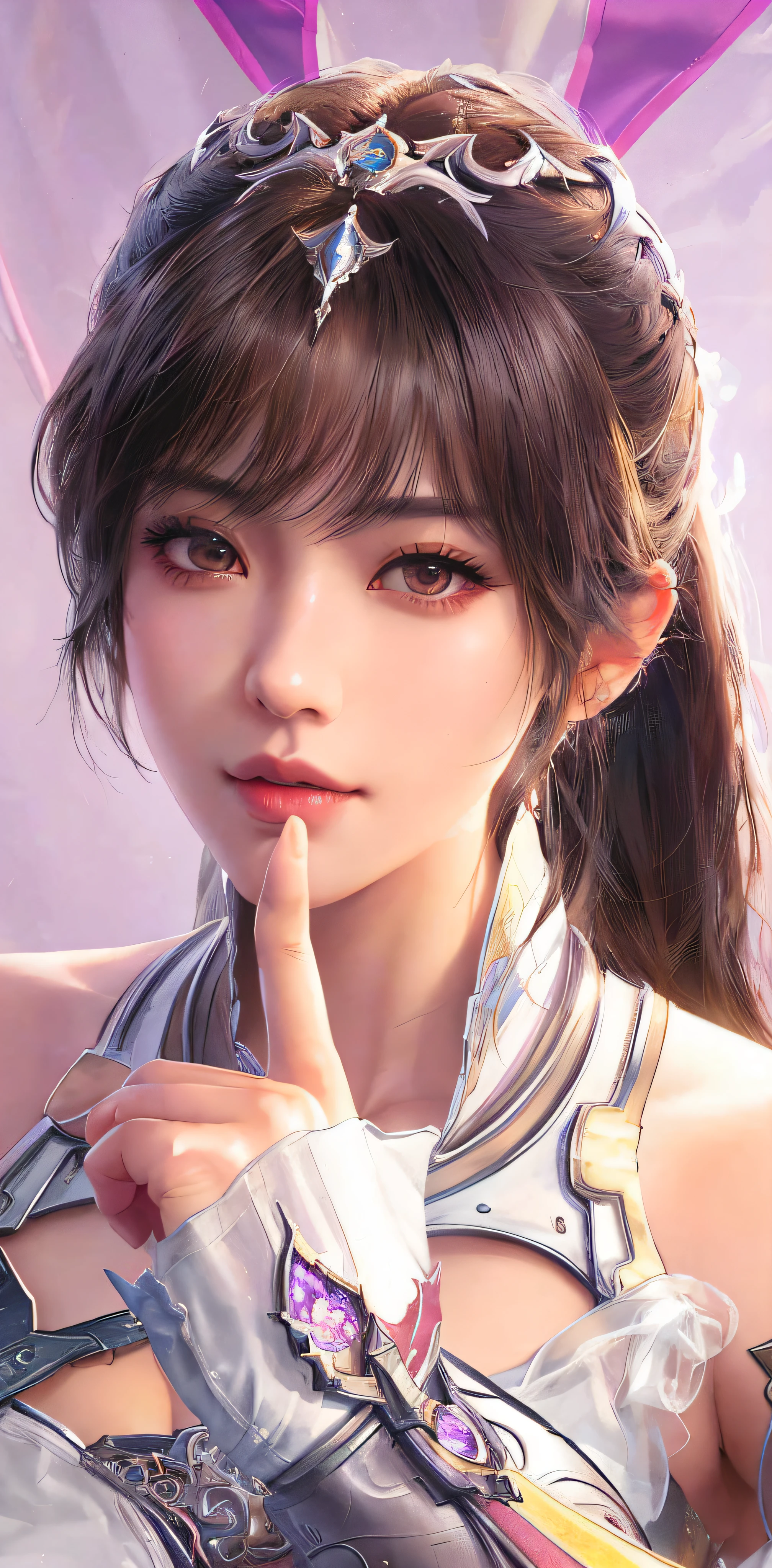 a close up of a woman with a finger on her lips, artgerm. high detail, like artgerm, ig model | artgerm, artgerm and ruan jia, artwork in the style of guweiz, guweiz, ruan jia and artgerm, smooth anime cg art, trending artgerm