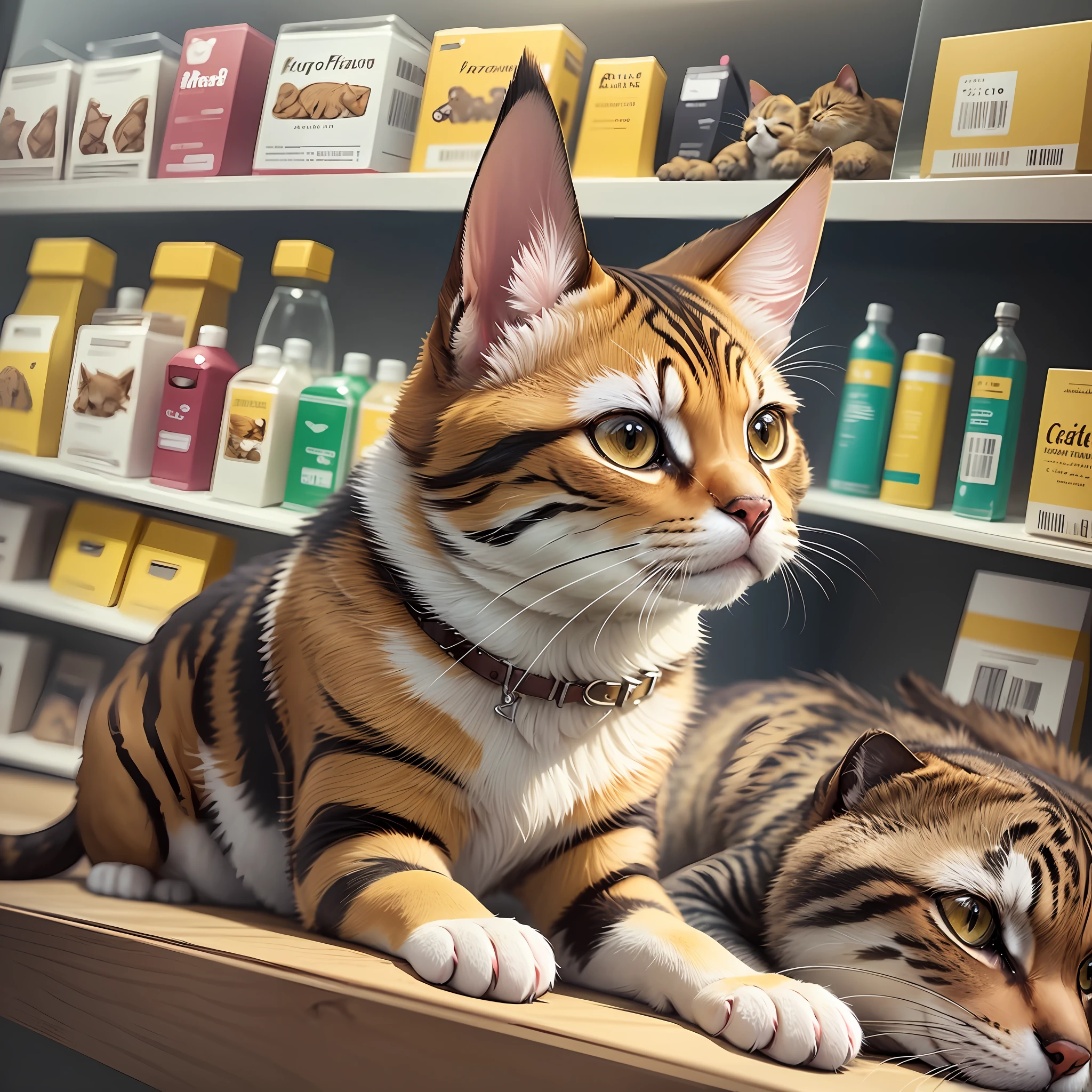 Create Instagram post of a pet store using dog and cat with yellow and brown --auto --s2