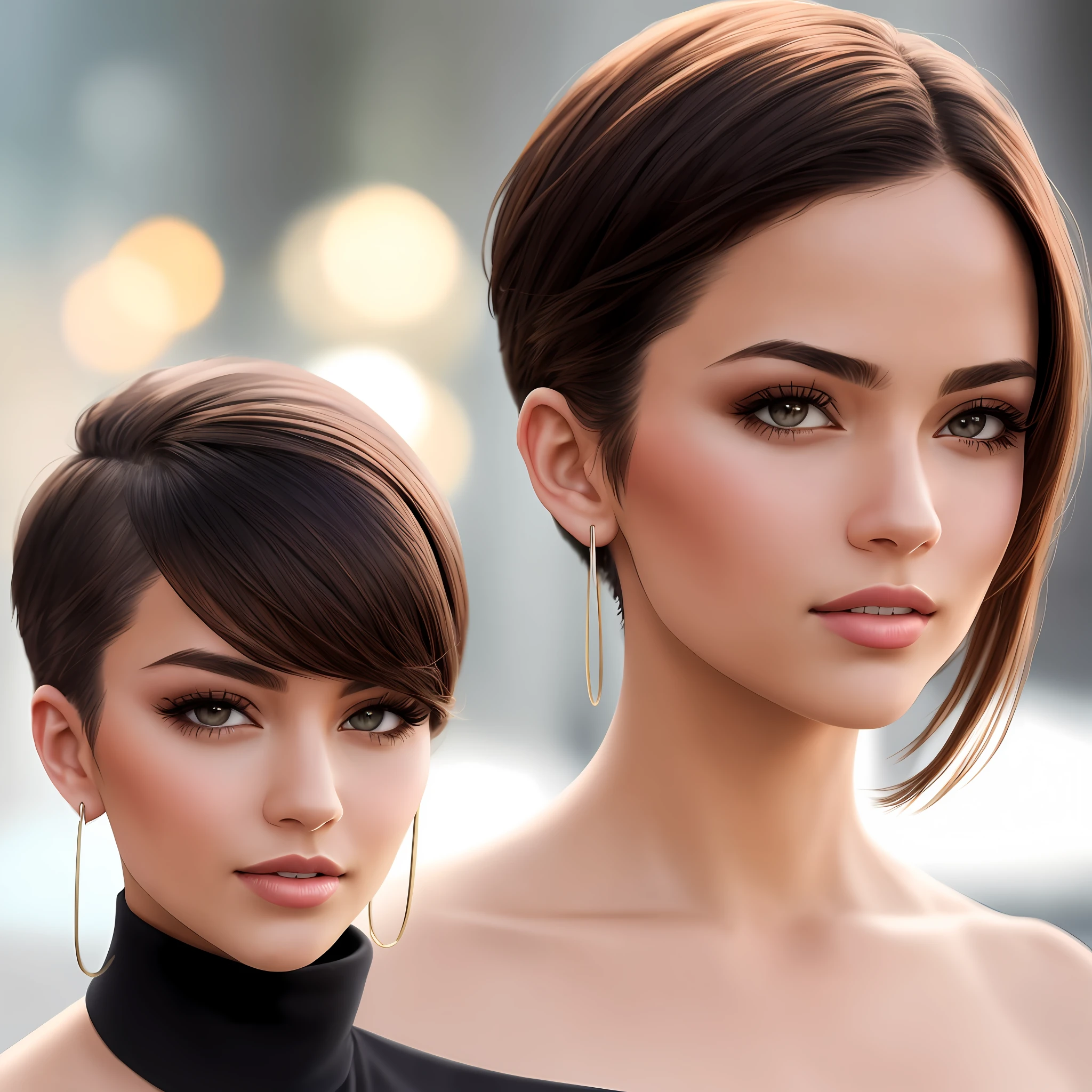 photorealistic,
a selfie of a woman, A-line haircut
model, instagram