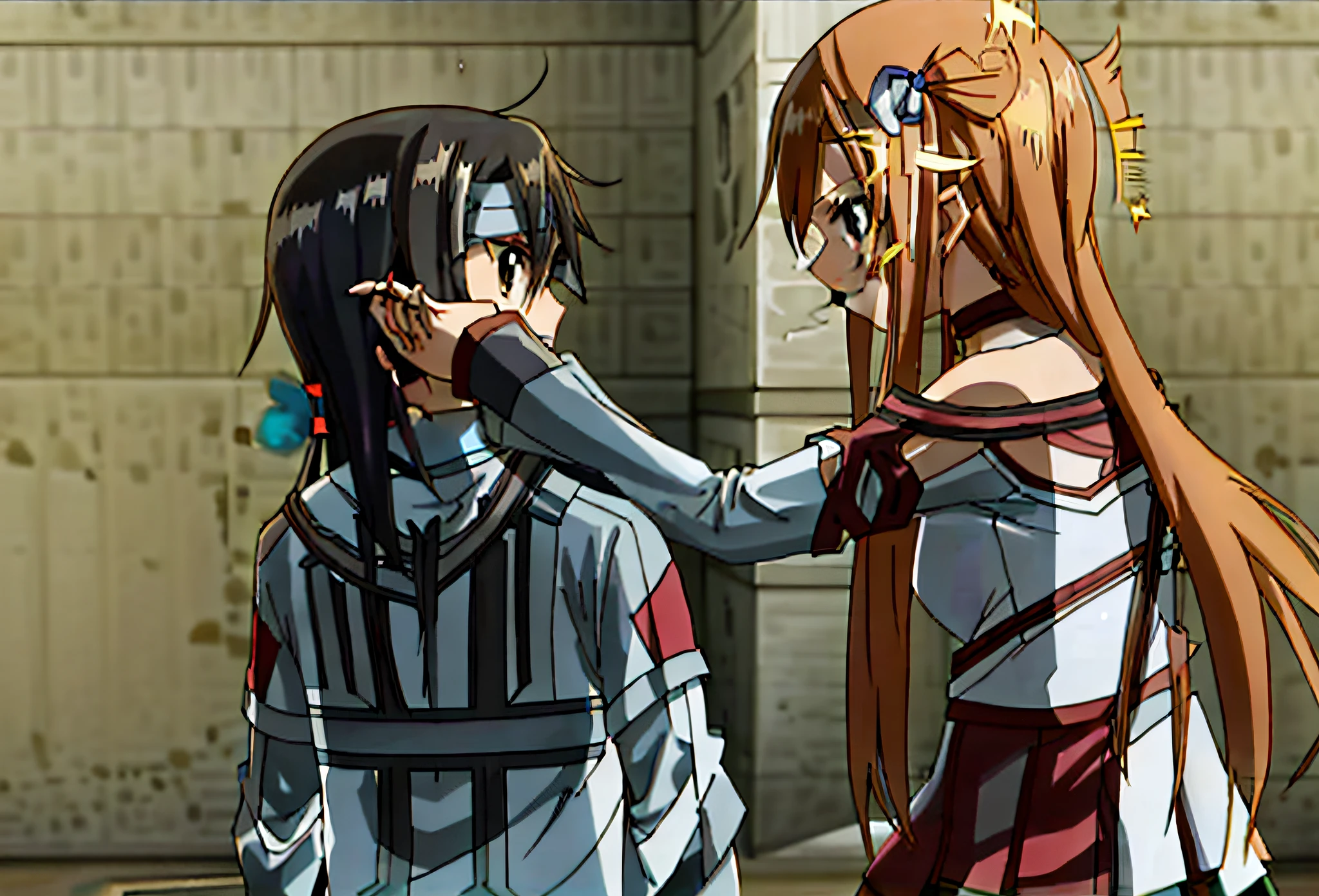 anime characters are standing in a room with a wall, sao style anime, sword art online, still from tv anime, screenshot from a 2012s anime, still from anime, sao, screenshot from the anime film, in the anime film, today's featured anime still, asuna yuuki, anime movie screenshot, scene from live action movie, anime screencap