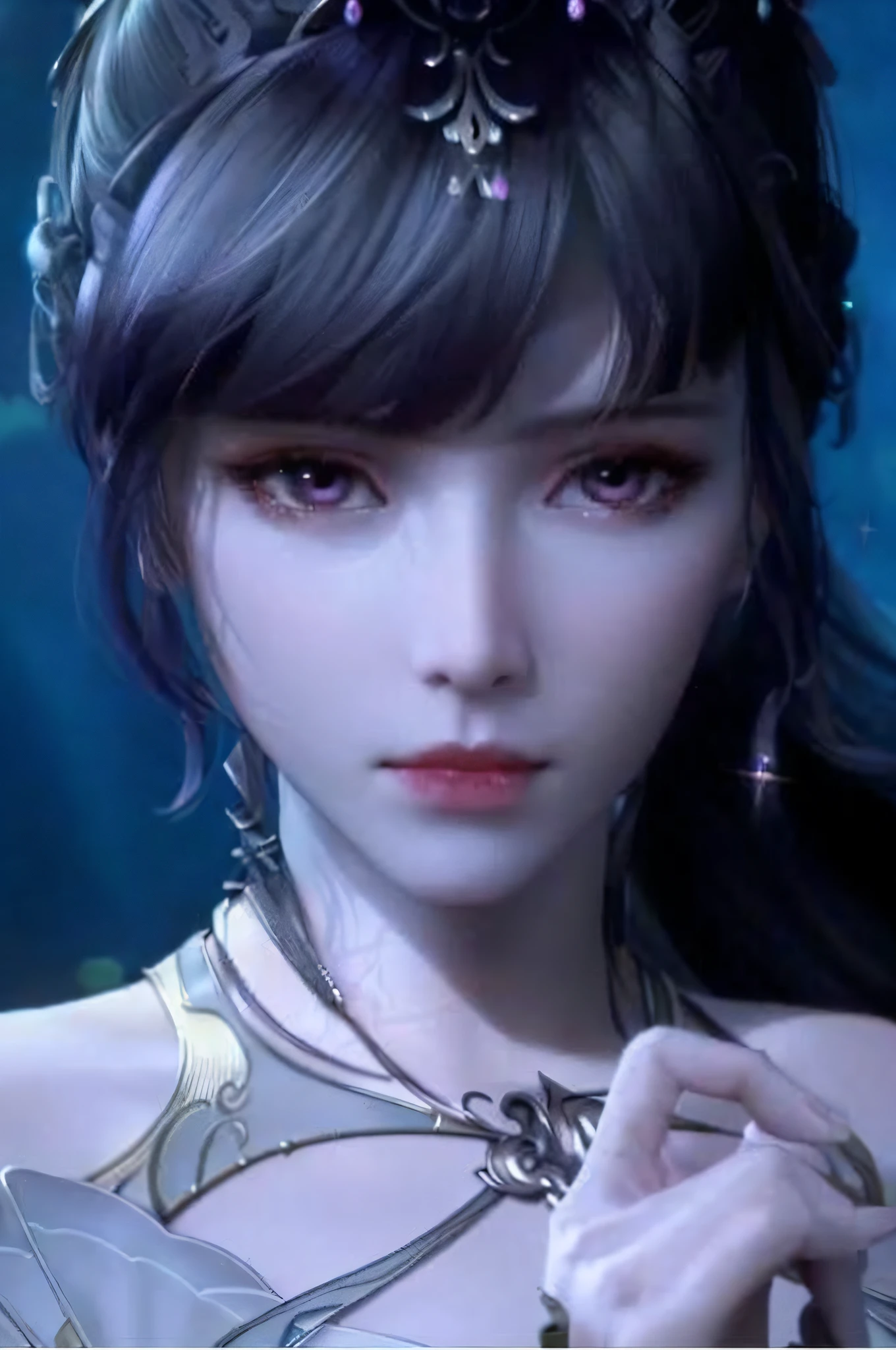 a close up of a woman with a necklace and a necklace, inspired by Li Mei-shu, xianxia fantasy, ((a beautiful fantasy empress)), a beautiful fantasy empress, inspired by Qiu Ying, loong, ruan jia and artgerm, artgerm ; 3d unreal engine, inspired by Lan Ying, guweiz, by Yang J