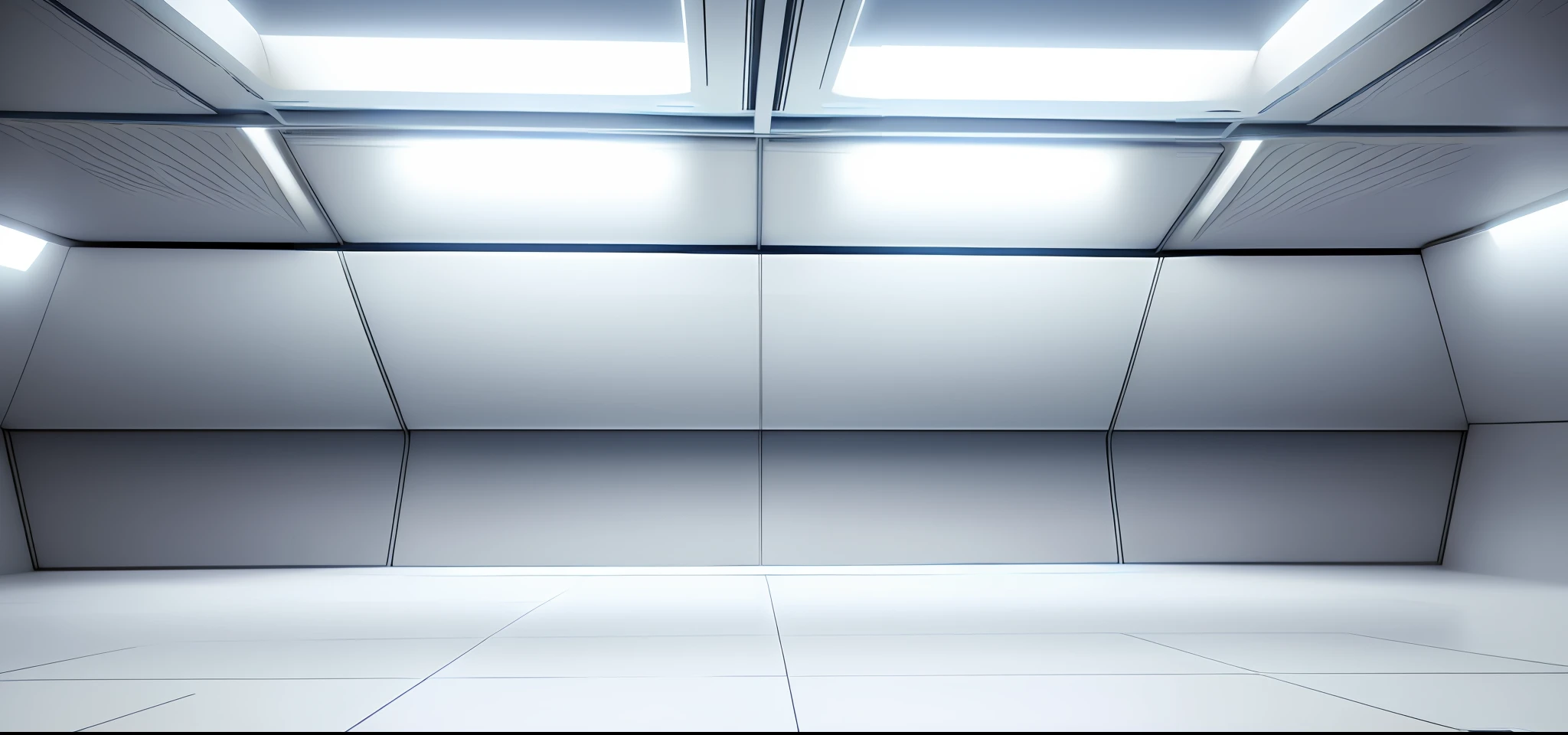 there is a white floor with a skylight above it, sky made of ceiling panels, volumetric lighting futuristic, futuristic hall, rendered in pov - ray, interior background, rendered lighting, open ceiling, high res eautiful lighting, random volumetric lighting, background(solid), raytraced render, inside futuristic hangar, volumetric noon lighting, futuristic room background