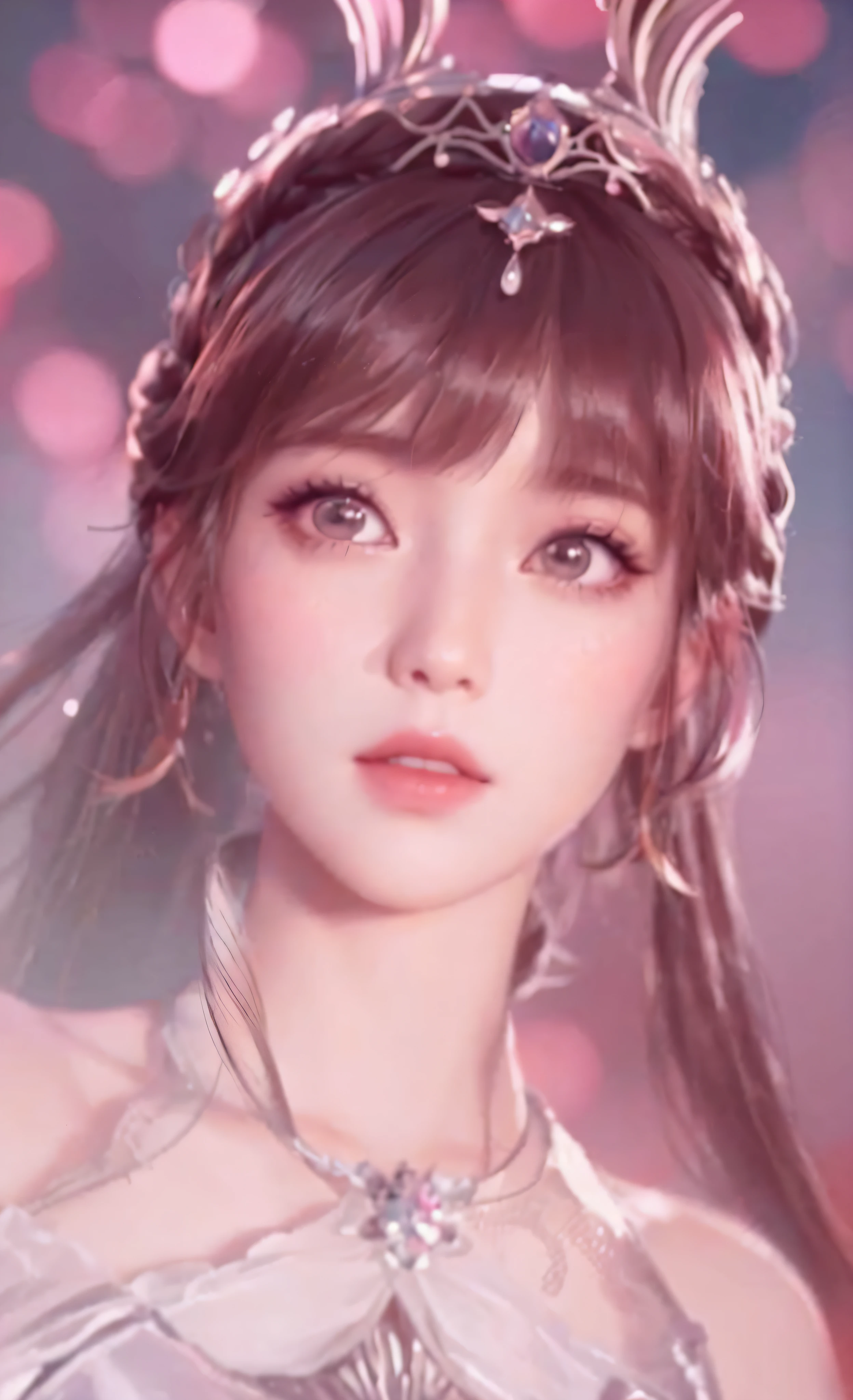 a close up of a woman with a crown on her head, china doll face, smooth anime cg art, 3 d anime realistic, 8k artgerm bokeh, trending at cgstation, anime cgi, trending on cgstation, 8k highly detailed face, artgerm ; 3d unreal engine, game cg, hyper realistic anime, guweiz
