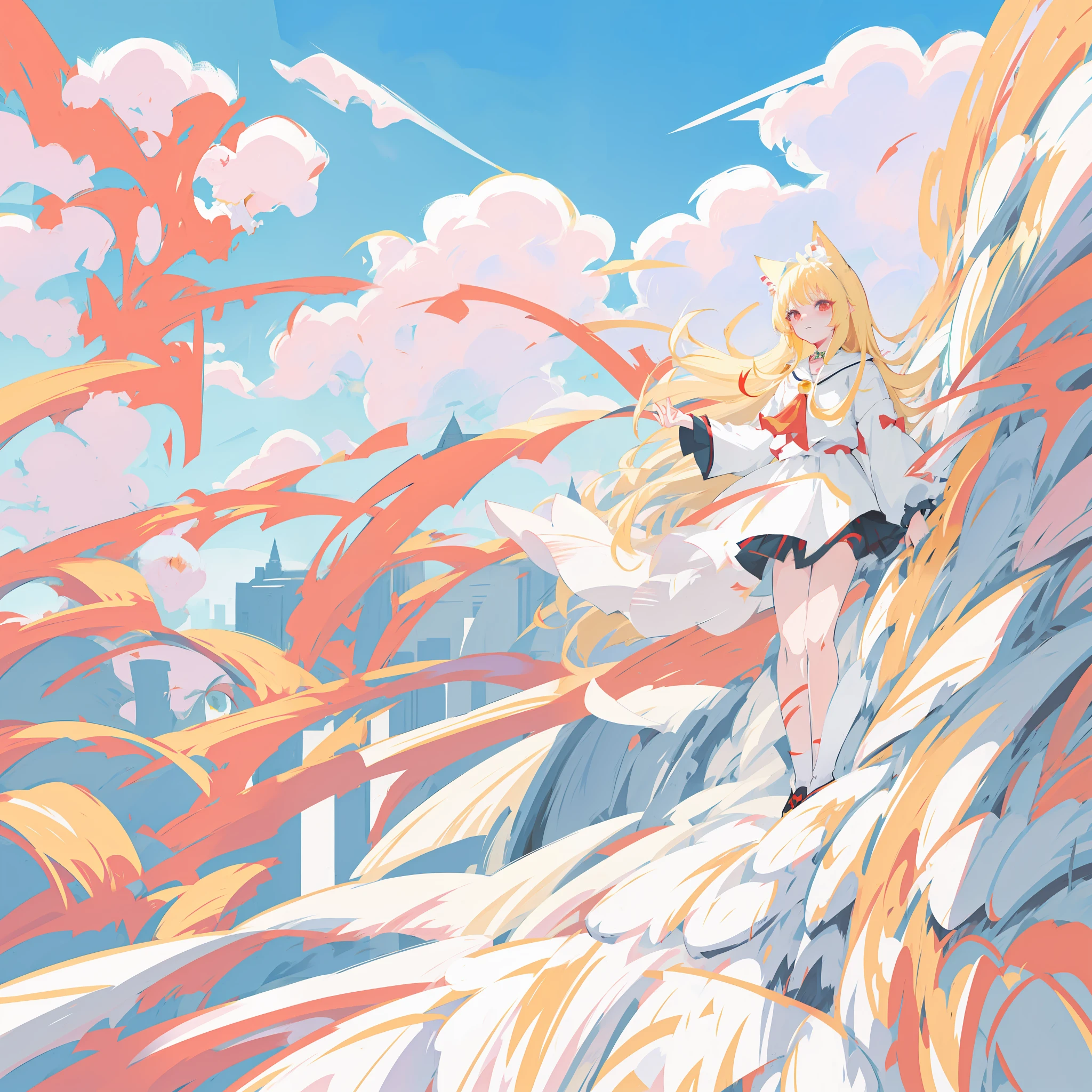 anime girl with long blonde hair and red eyes wearing a white blouse, very beautiful anime cat girl, cute anime catgirl, anime girl with cat ears, anime cat girl in a maid costume, anime catgirl, beautiful anime catgirl, white cat girl, nekomimi, cat girl, anime cat, anime moe artstyle, attractive cat girl, ecchi anime style