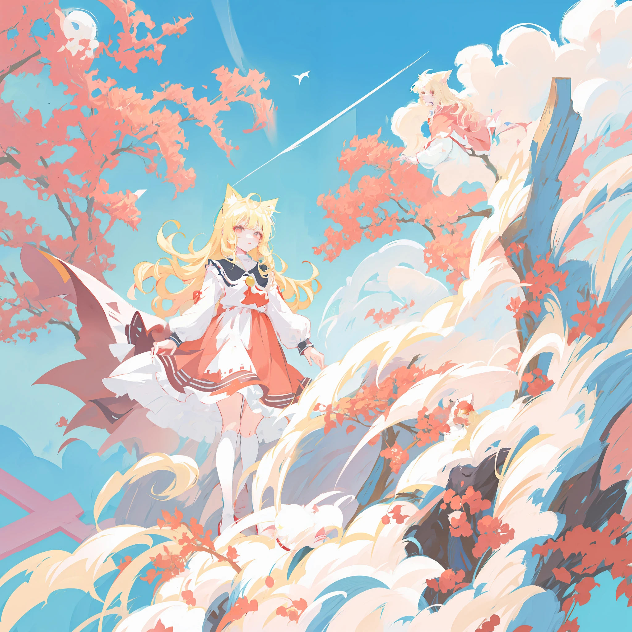 anime girl with long blonde hair and red eyes wearing a white blouse, very beautiful anime cat girl, cute anime catgirl, anime girl with cat ears, anime cat girl in a maid costume, anime catgirl, beautiful anime catgirl, white cat girl, nekomimi, cat girl, anime cat, anime moe artstyle, attractive cat girl, ecchi anime style